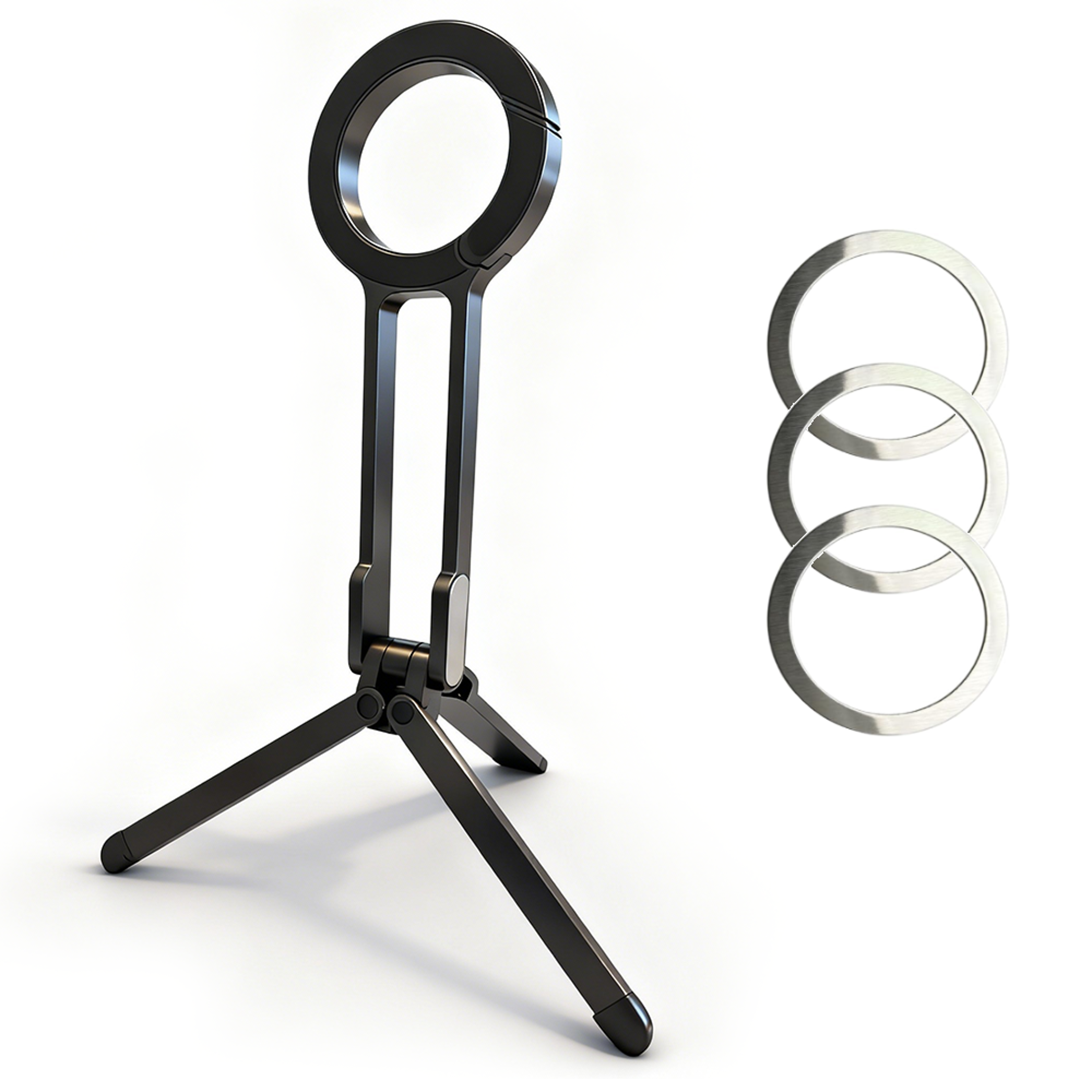 magnetic phone tripod foldable alloy carabiner stand with rings