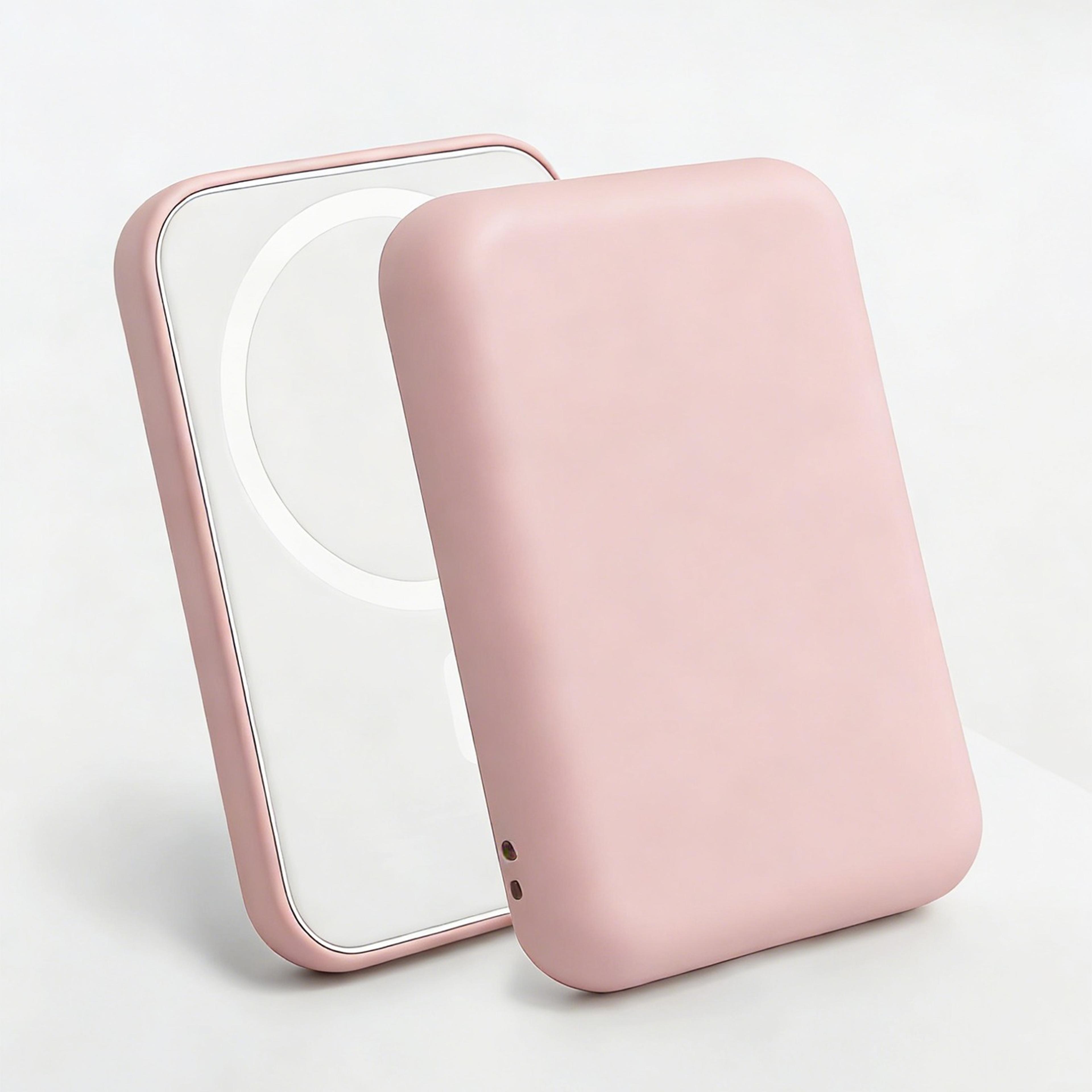pink tpu magsafe battery pack case protective cover for apple wireless power bank