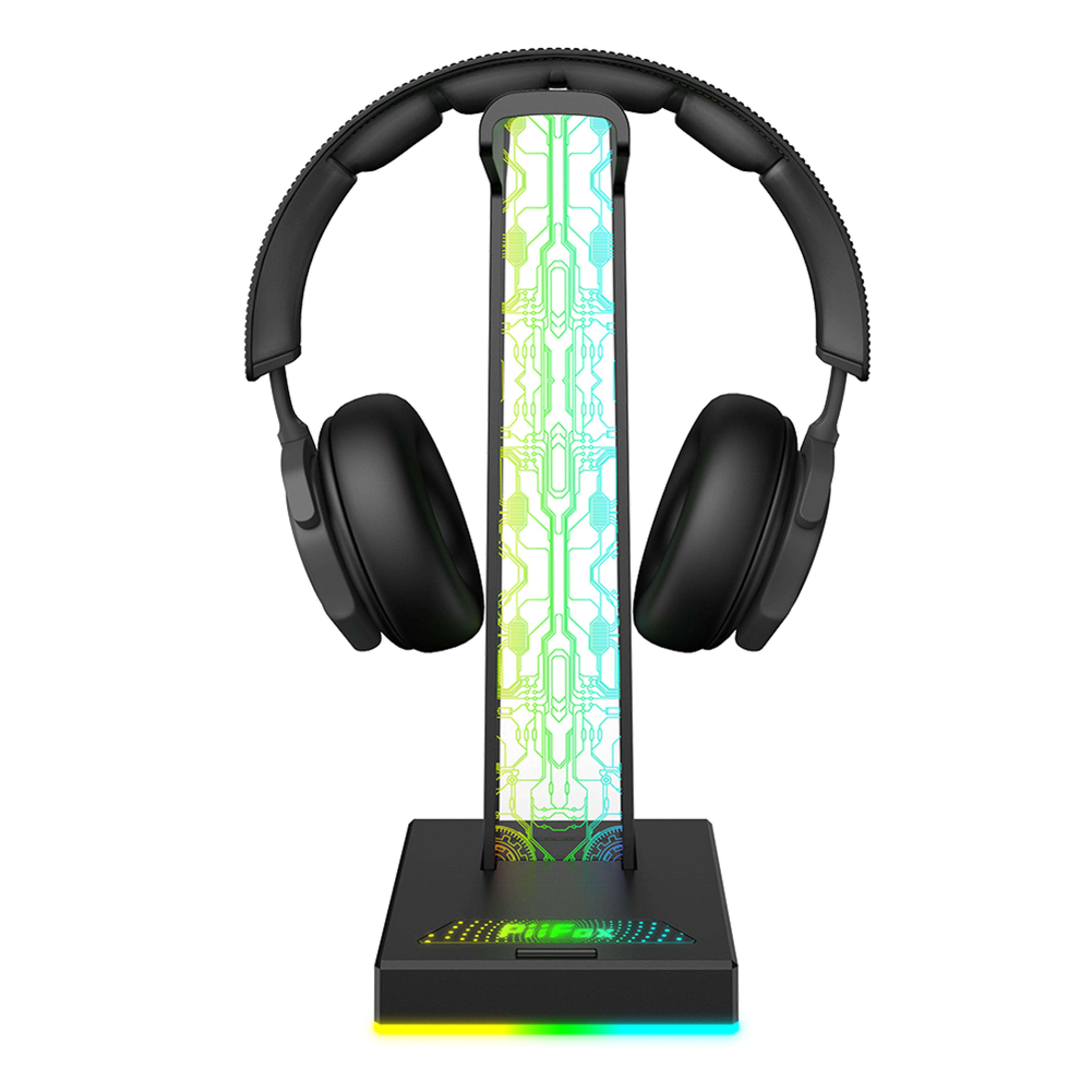 rgb gaming headset stand with lighting effects desktop headphone holder