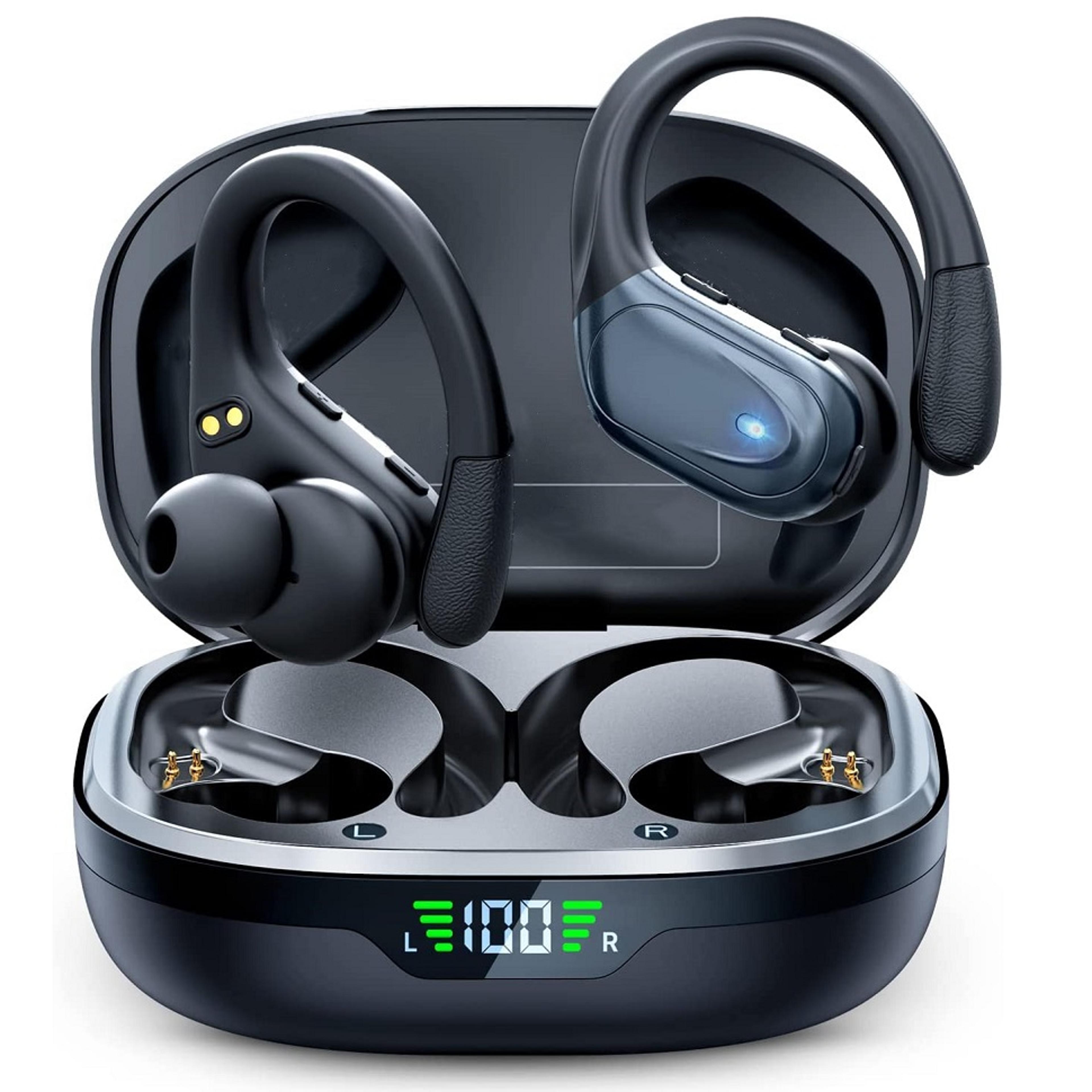 stridelock bluetooth sports earbuds with secure earhooks and mic