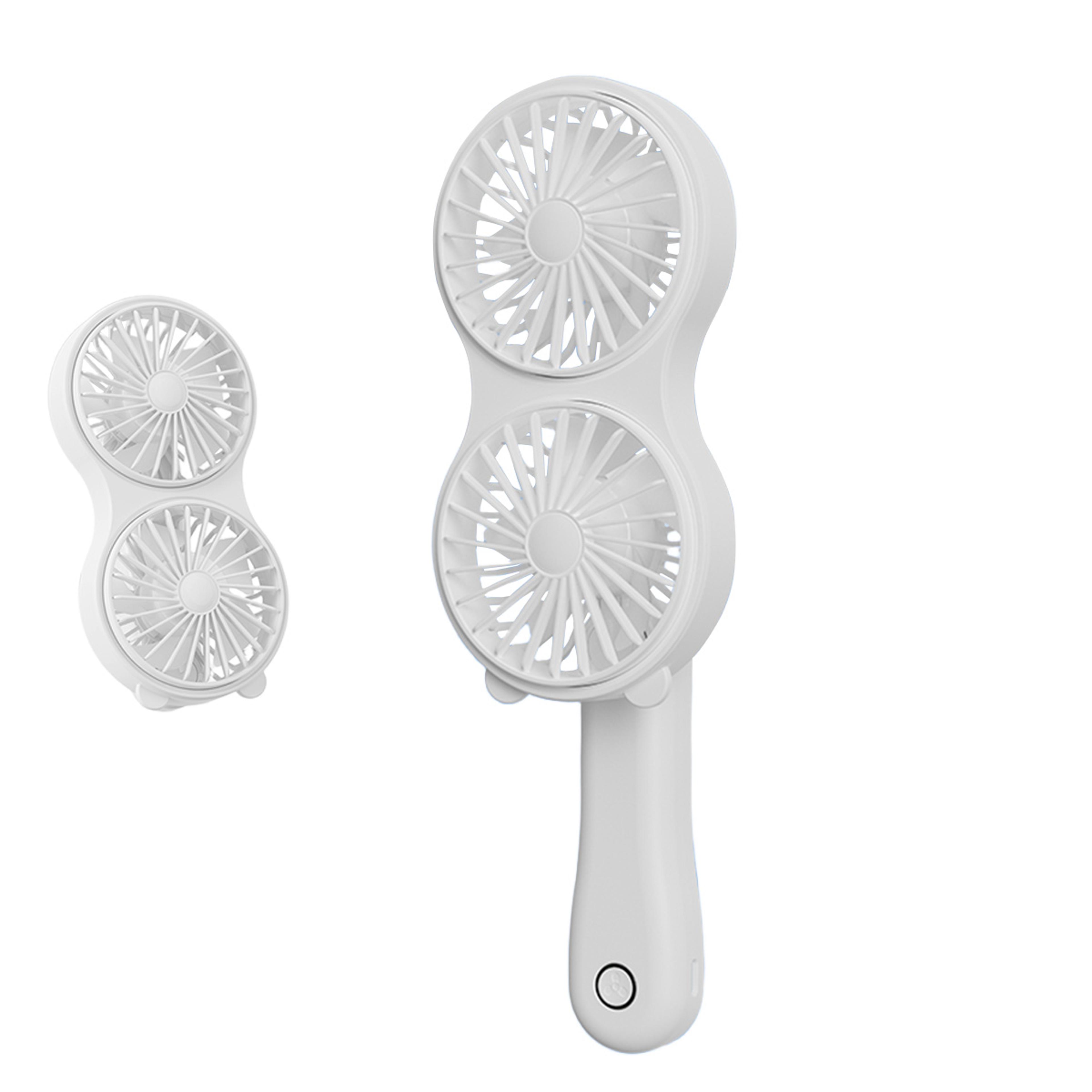 dual head portable handheld fan rechargeable foldable mini desk travel fan