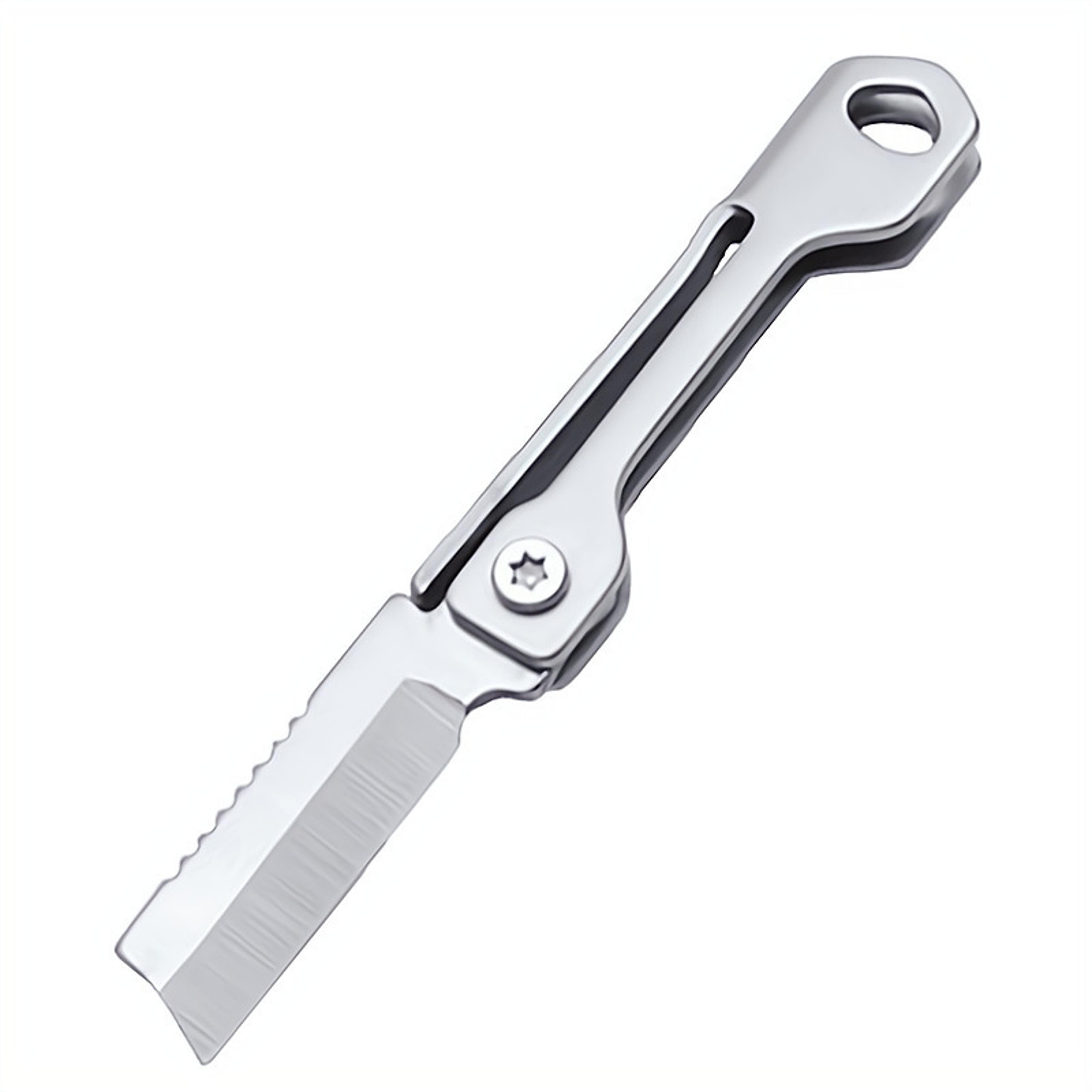 mini stainless steel folding keychain pocket knife for camping and everyday utility