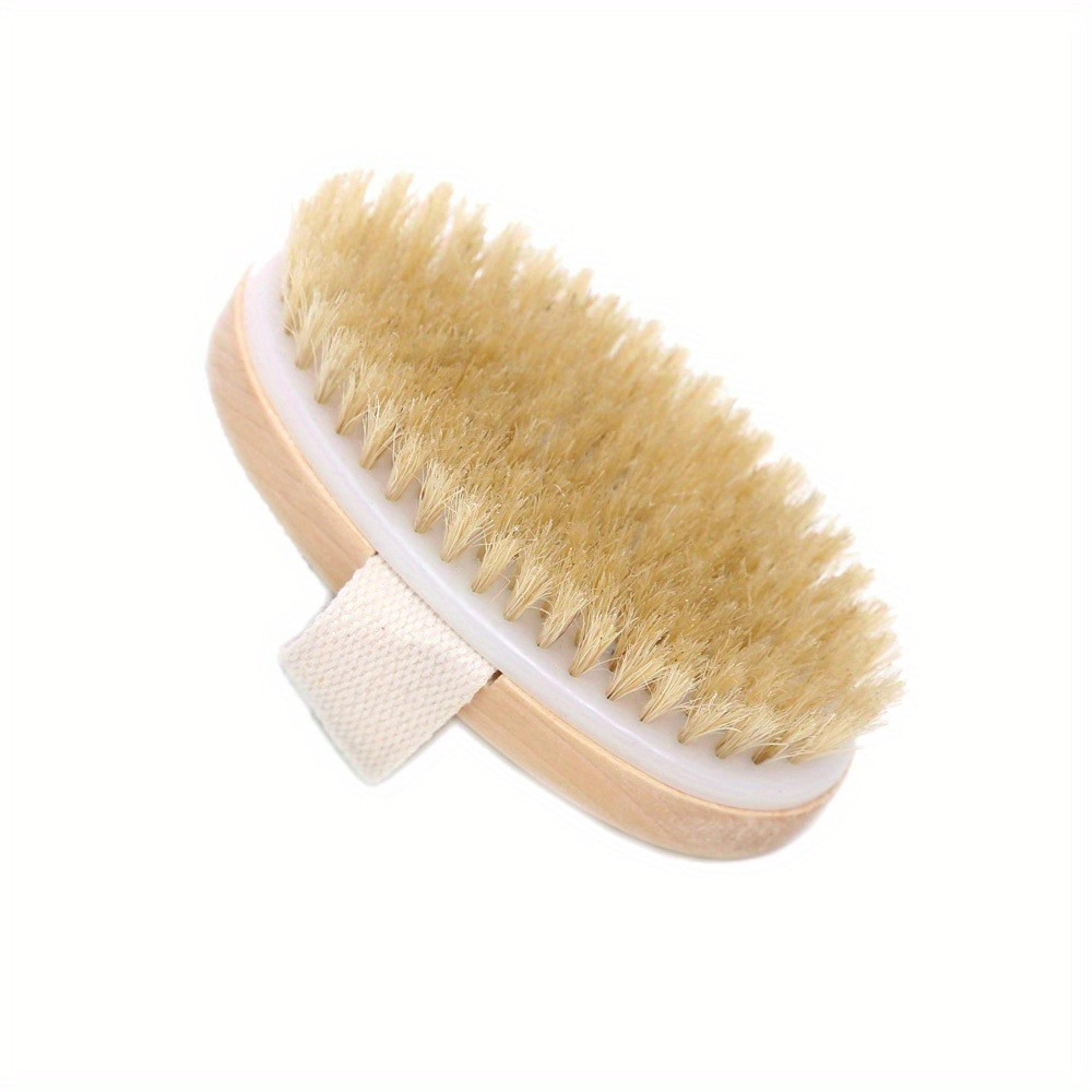 natural bristle dry body brush for wet and dry exfoliation and spa massage