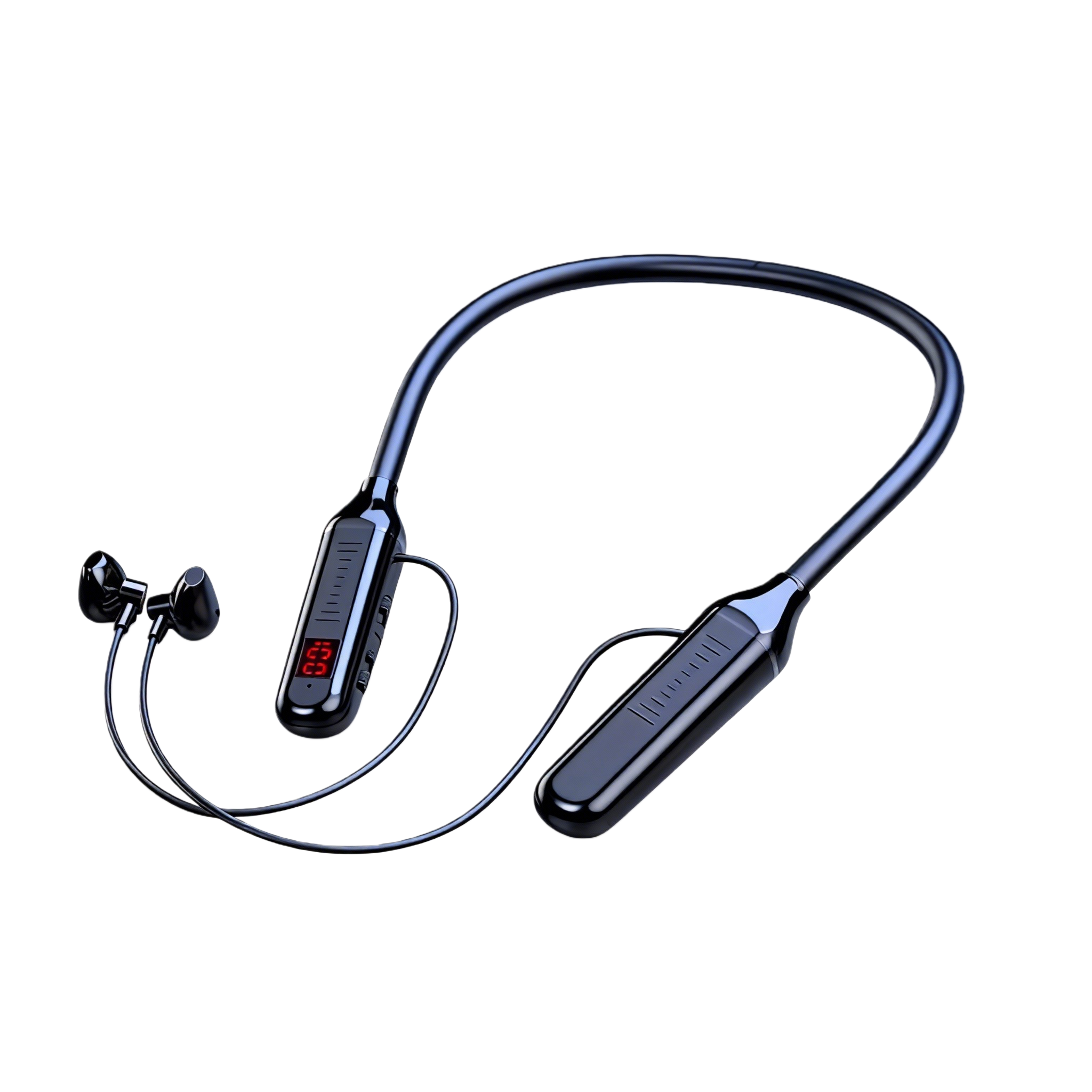 bluetooth neckband headphones with digital display and sports stereo sound