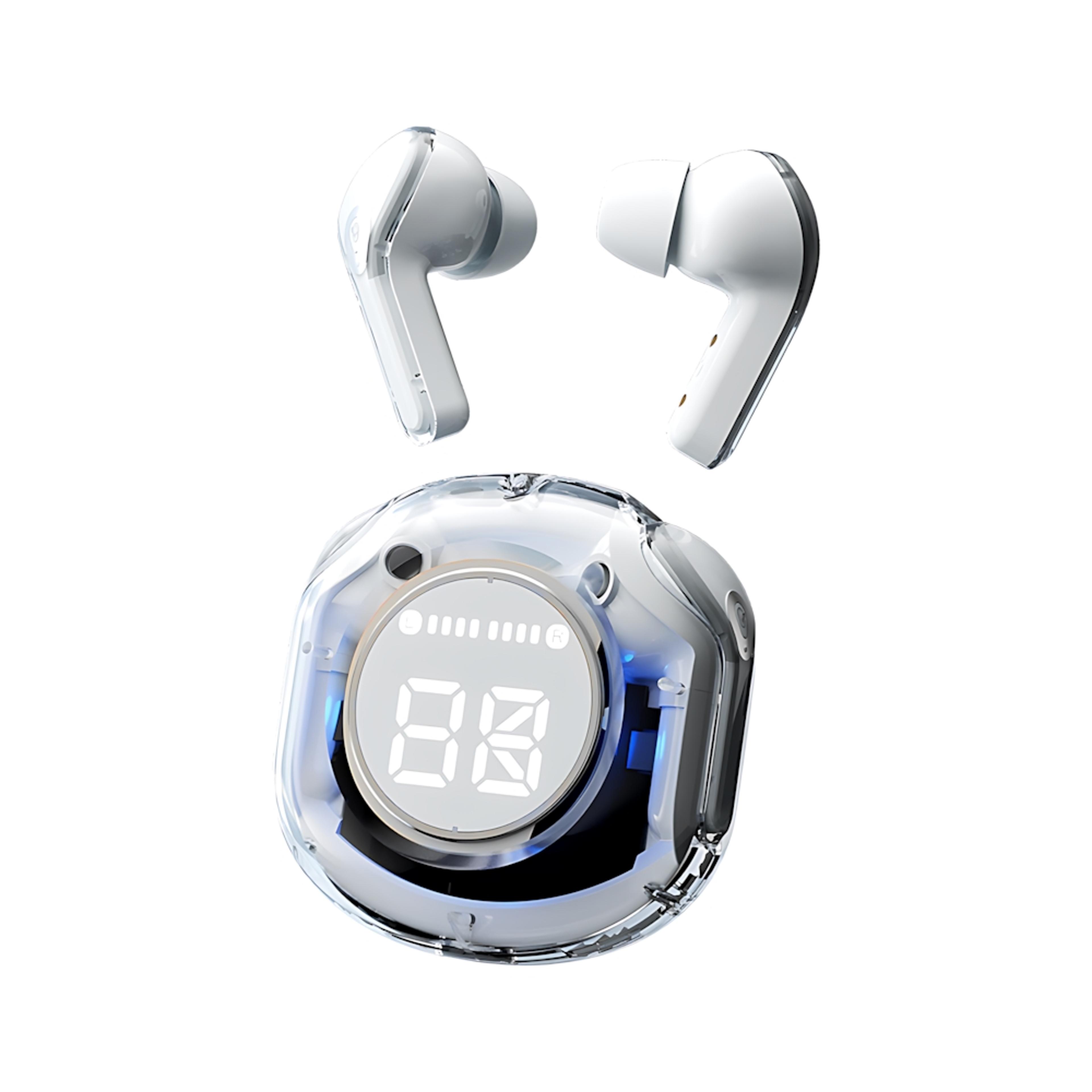 pro wireless earbuds with led display and transparent charging case