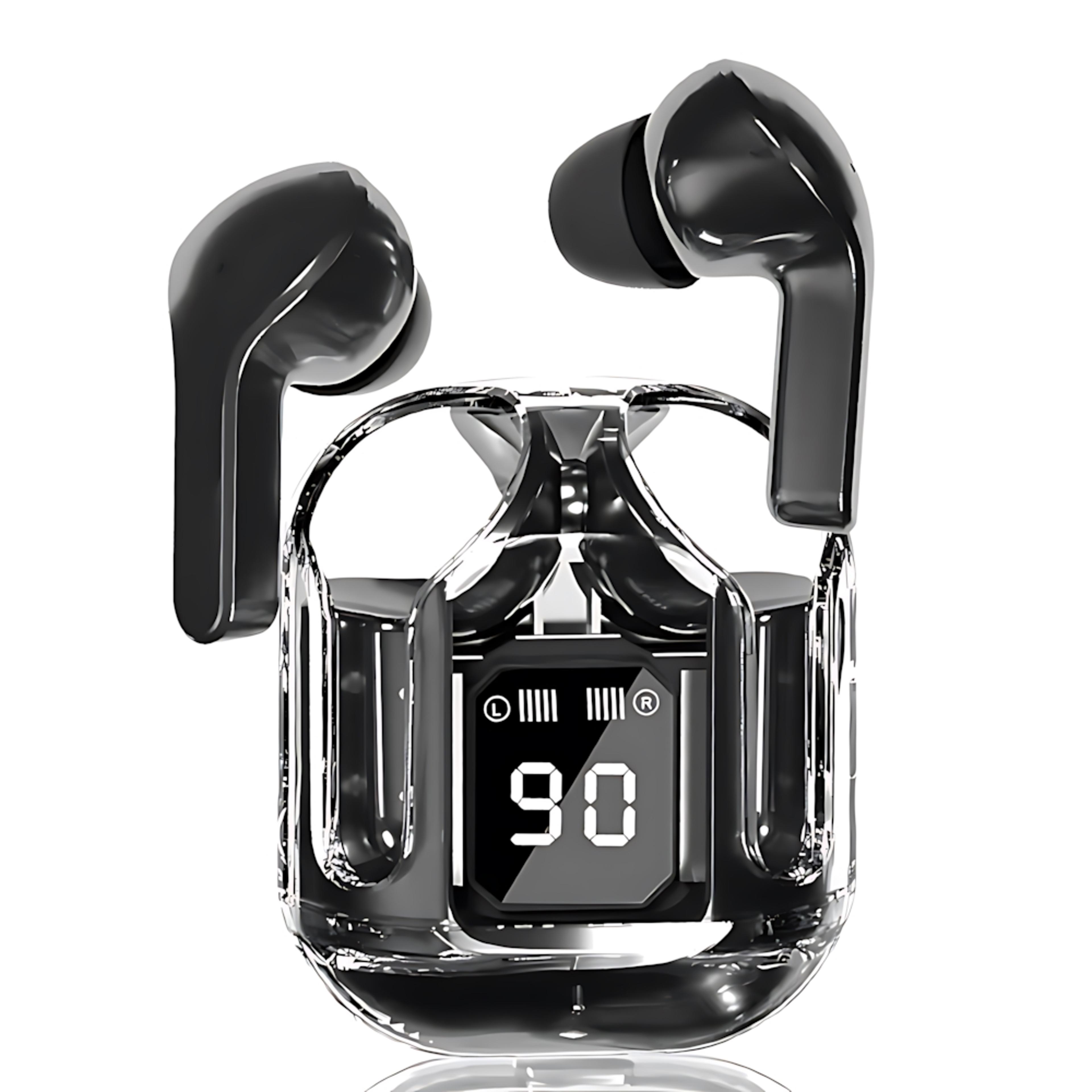 air transparent earbuds with led display bluetooth wireless stereo earphones