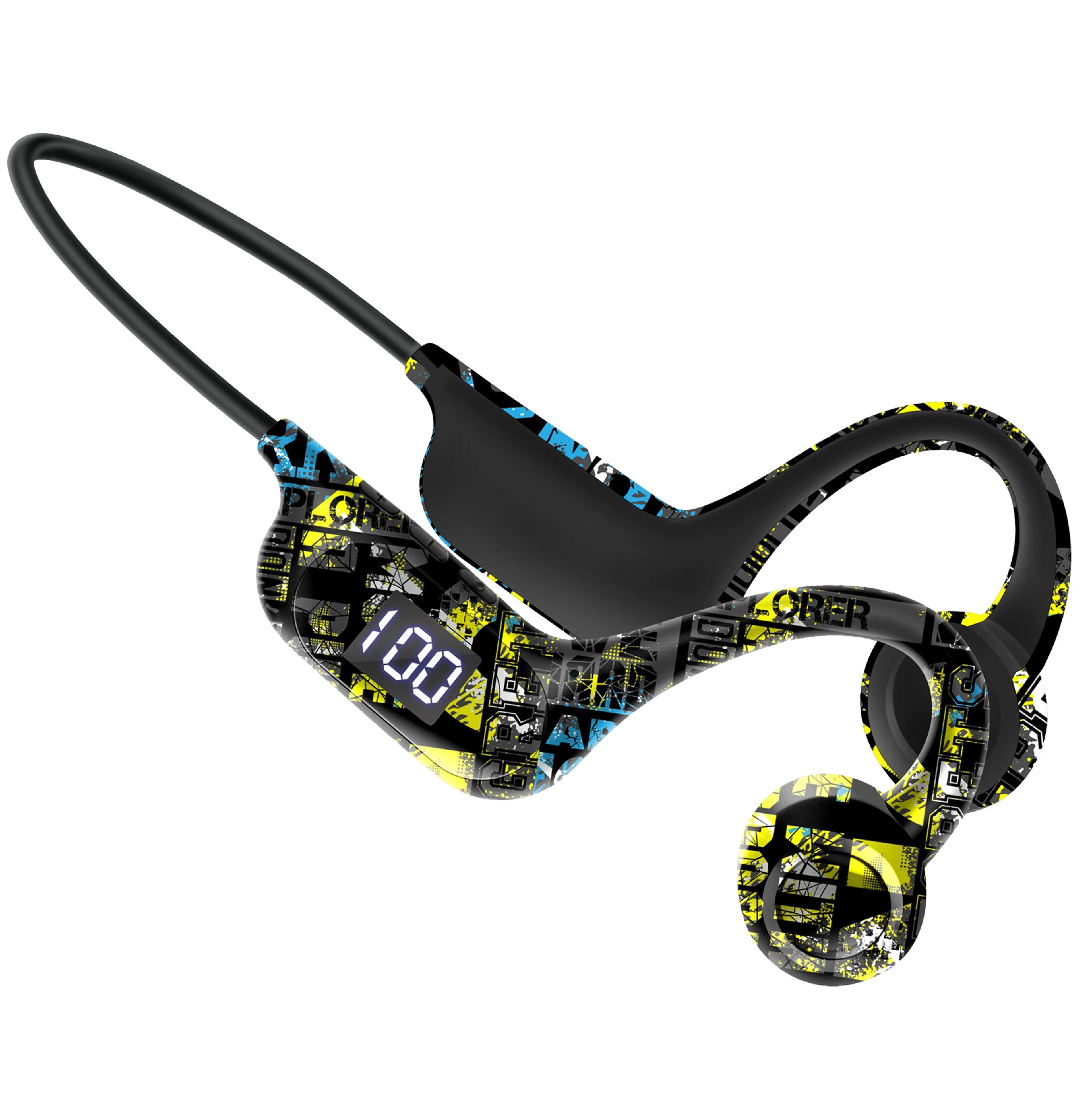 open ear bone conduction bluetooth headphones with tf card type c playback and mic