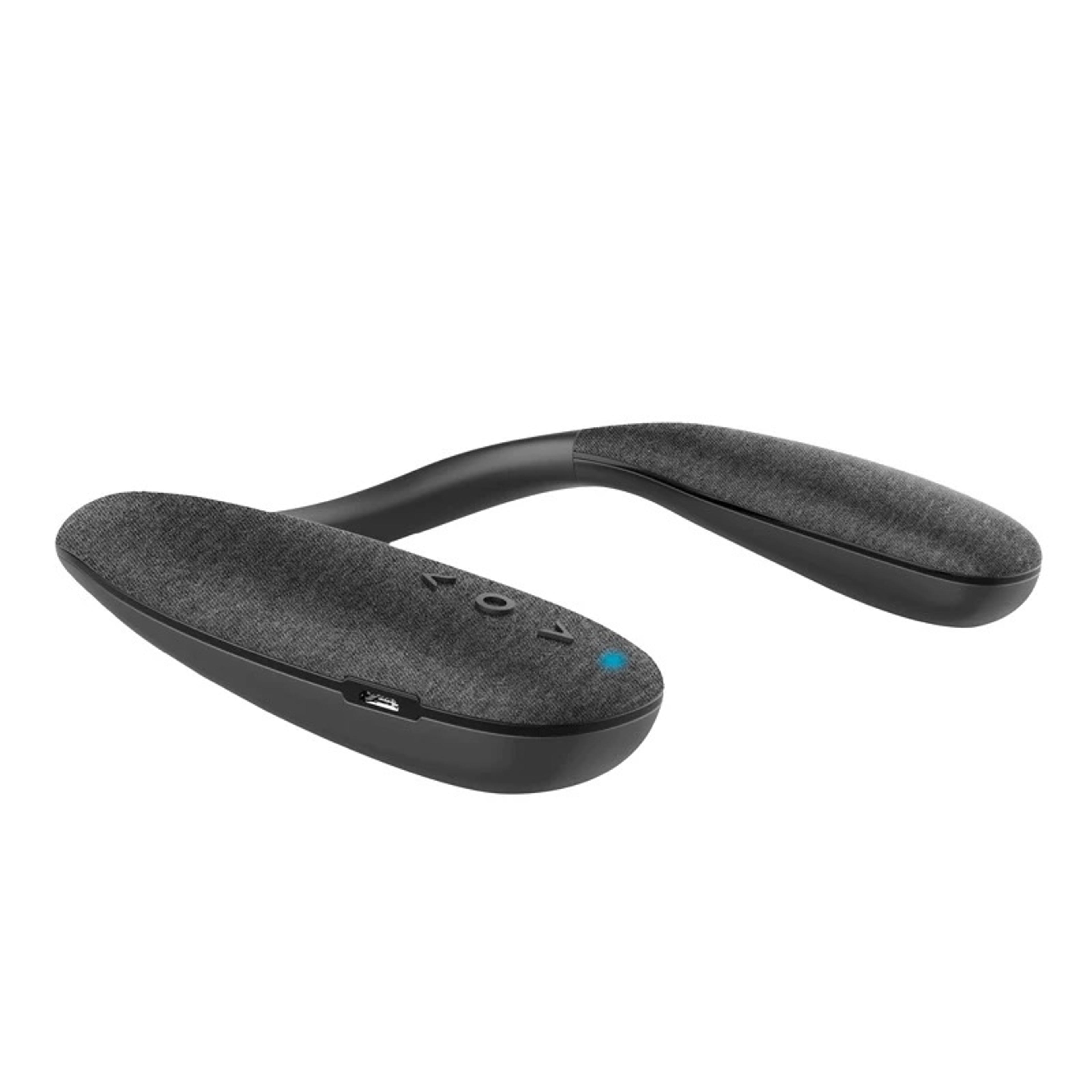wearable neckband bluetooth speaker with stereo sound playtime and microphone