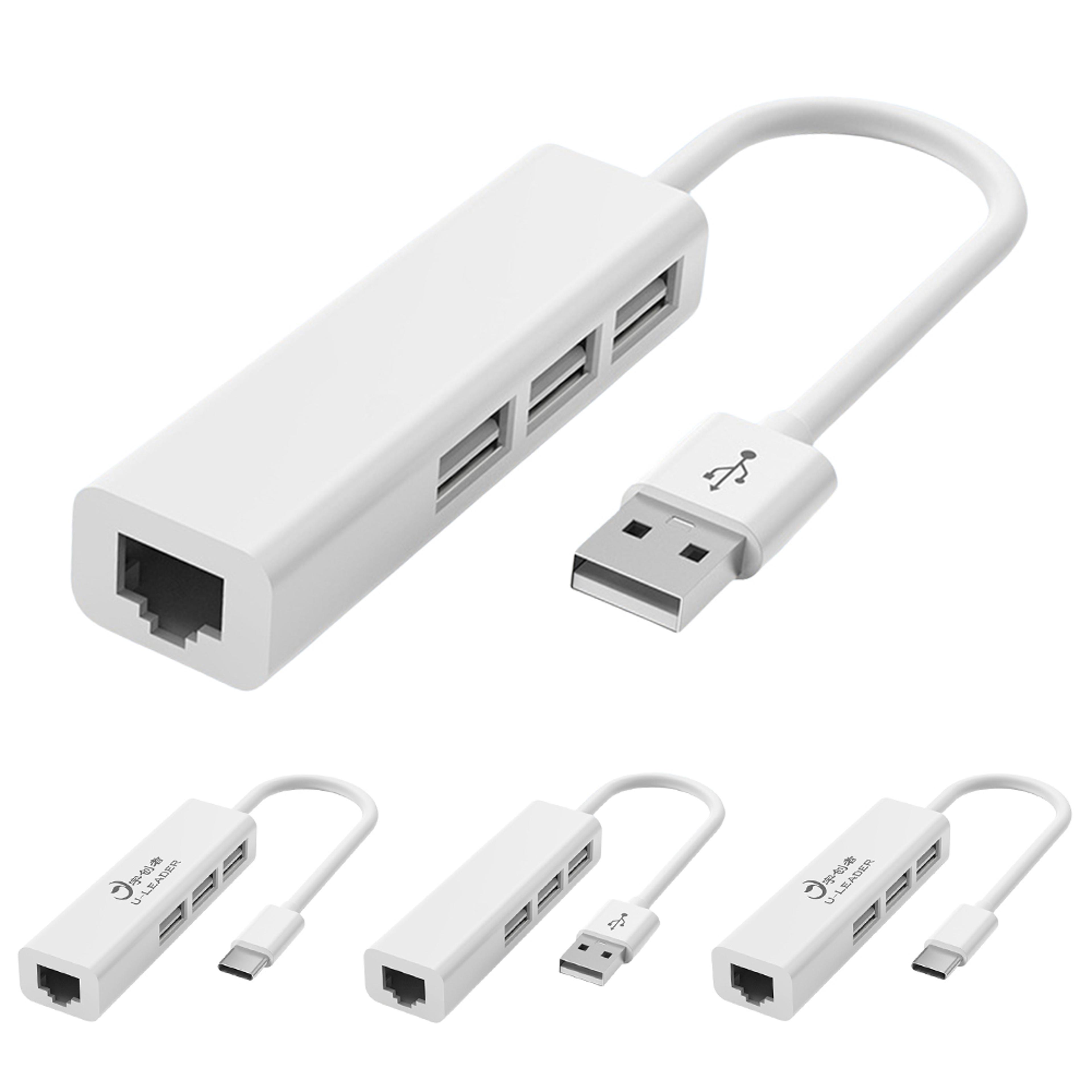 usb c ethernet hub network adapter with usb ports for laptop pc