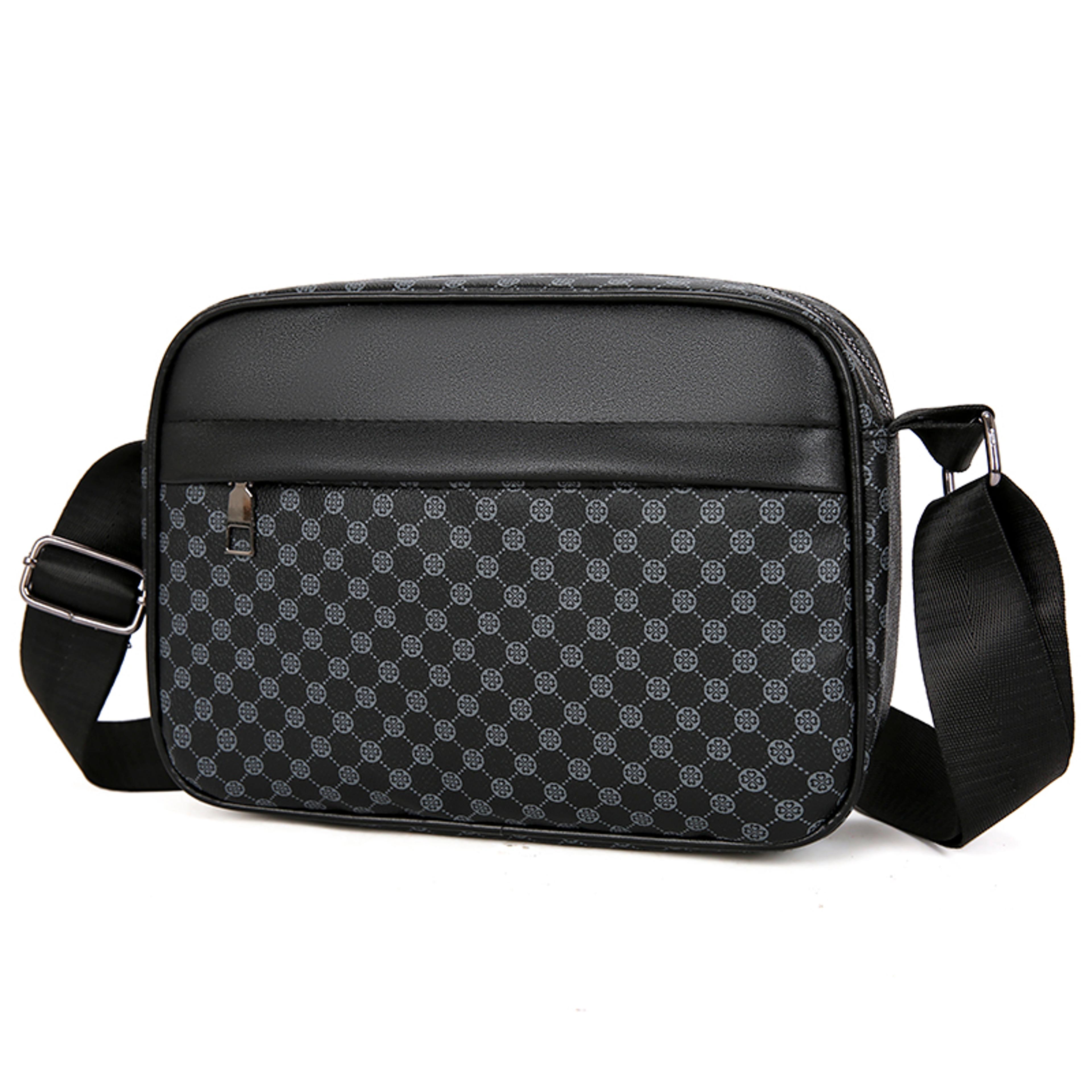 vintage pu leather mens crossbody bag printed messenger shoulder bag