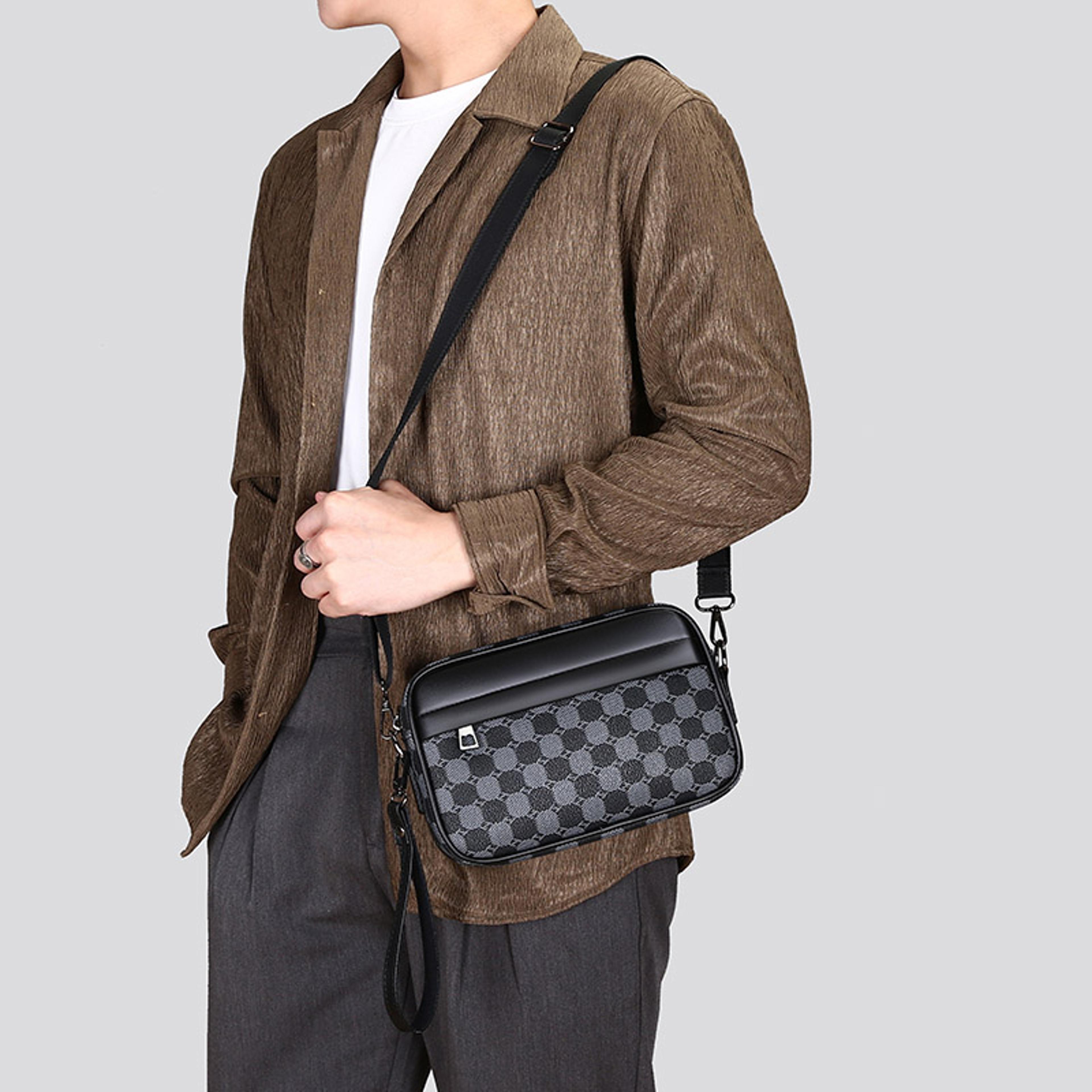 mens pu leather crossbody bag waist pack for travel and phone storage