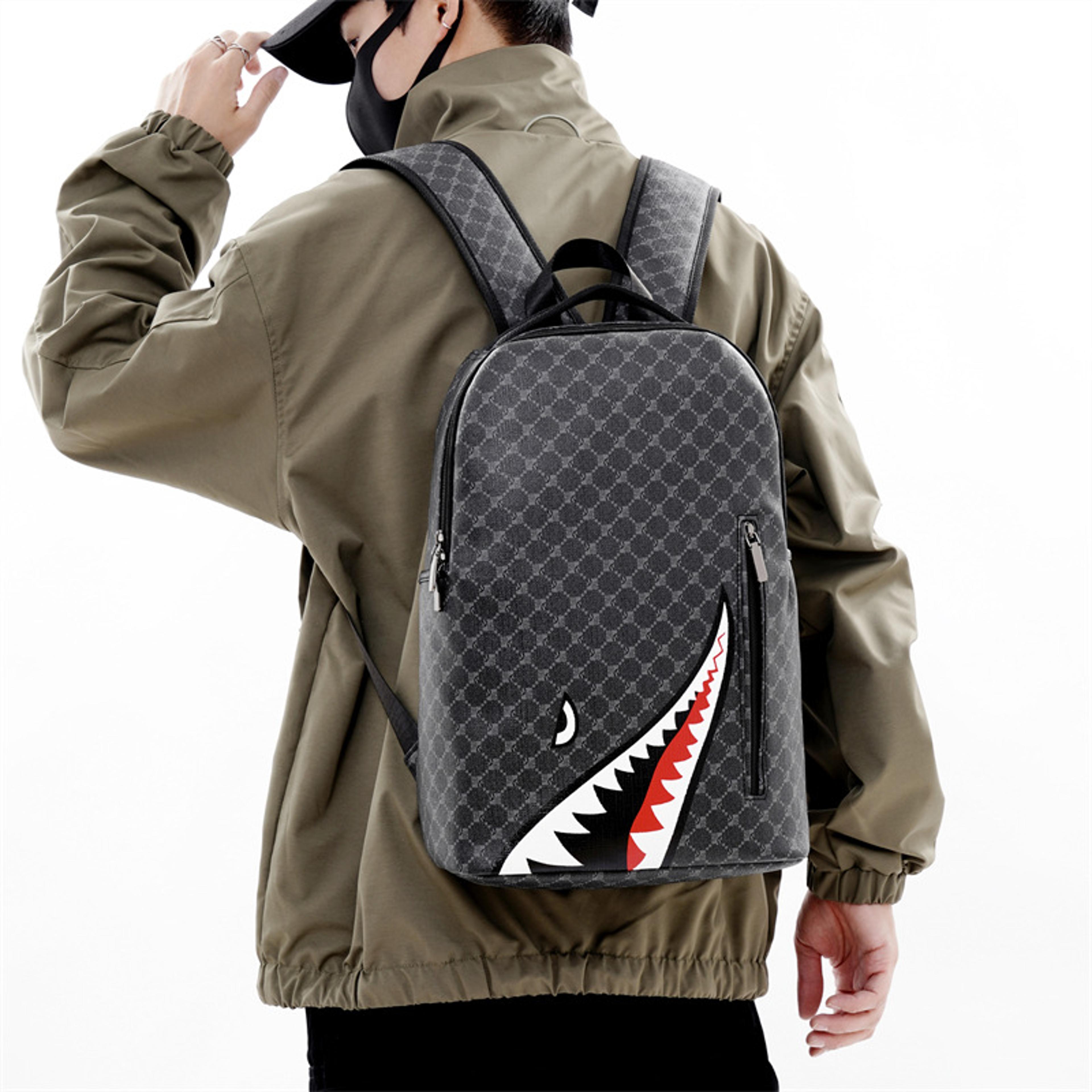 men plaid laptop backpack college school travel rucksack