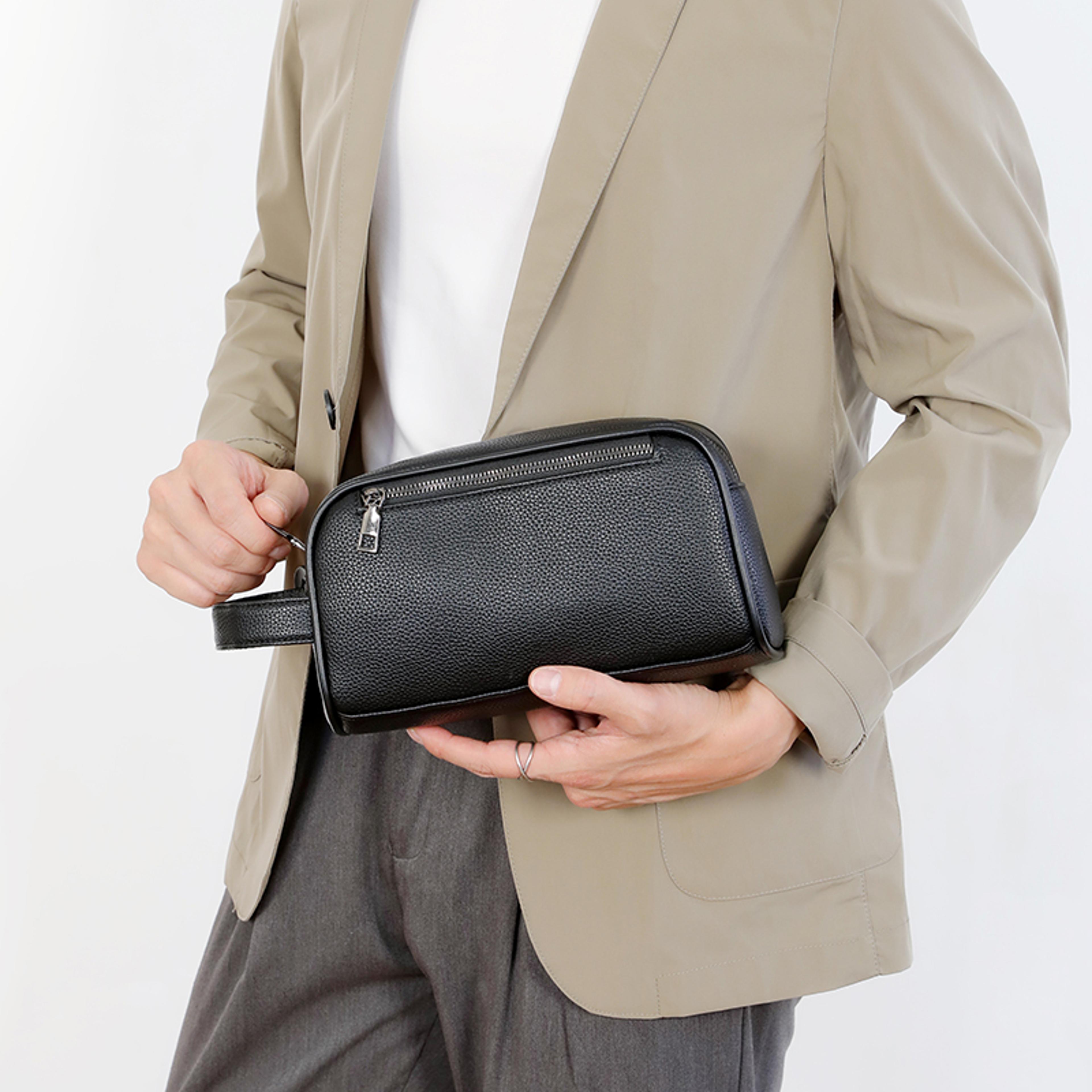 mens pu leather clutch bag wristlet wallet and card holder