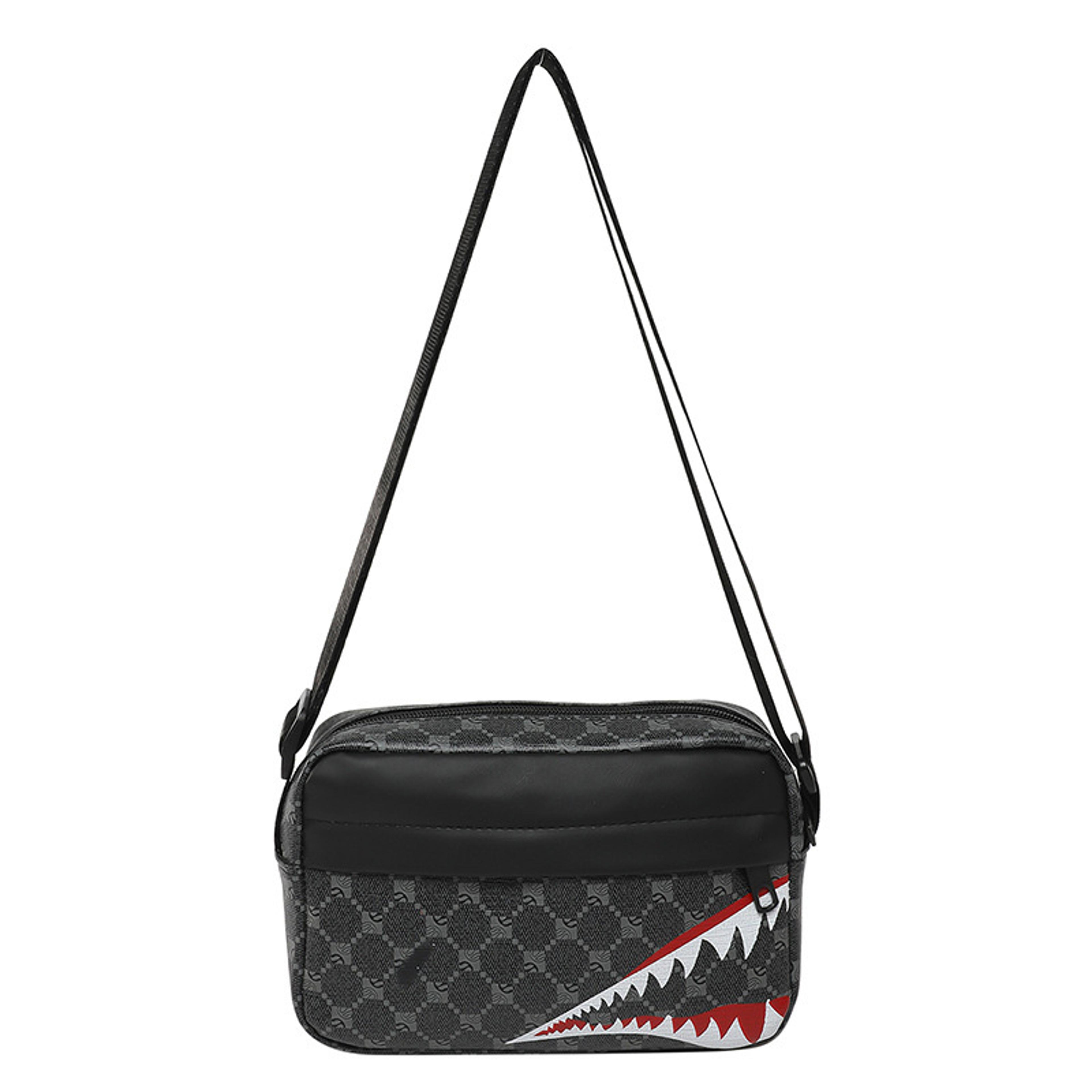 shark mouth crossbody bag geometric zipper phone shoulder bag