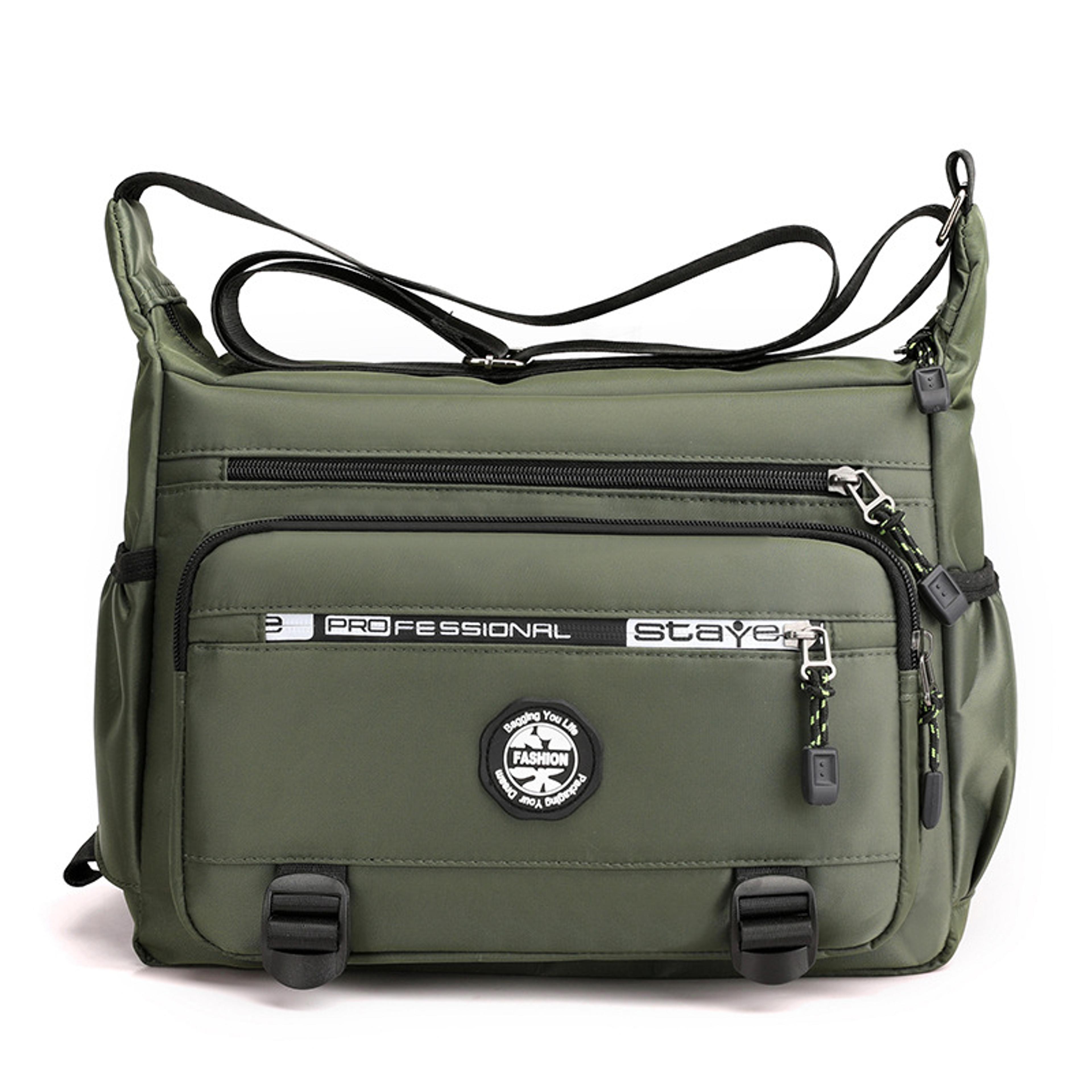 mens waterproof crossbody bag large capacity multi pocket shoulder bag for work and travel