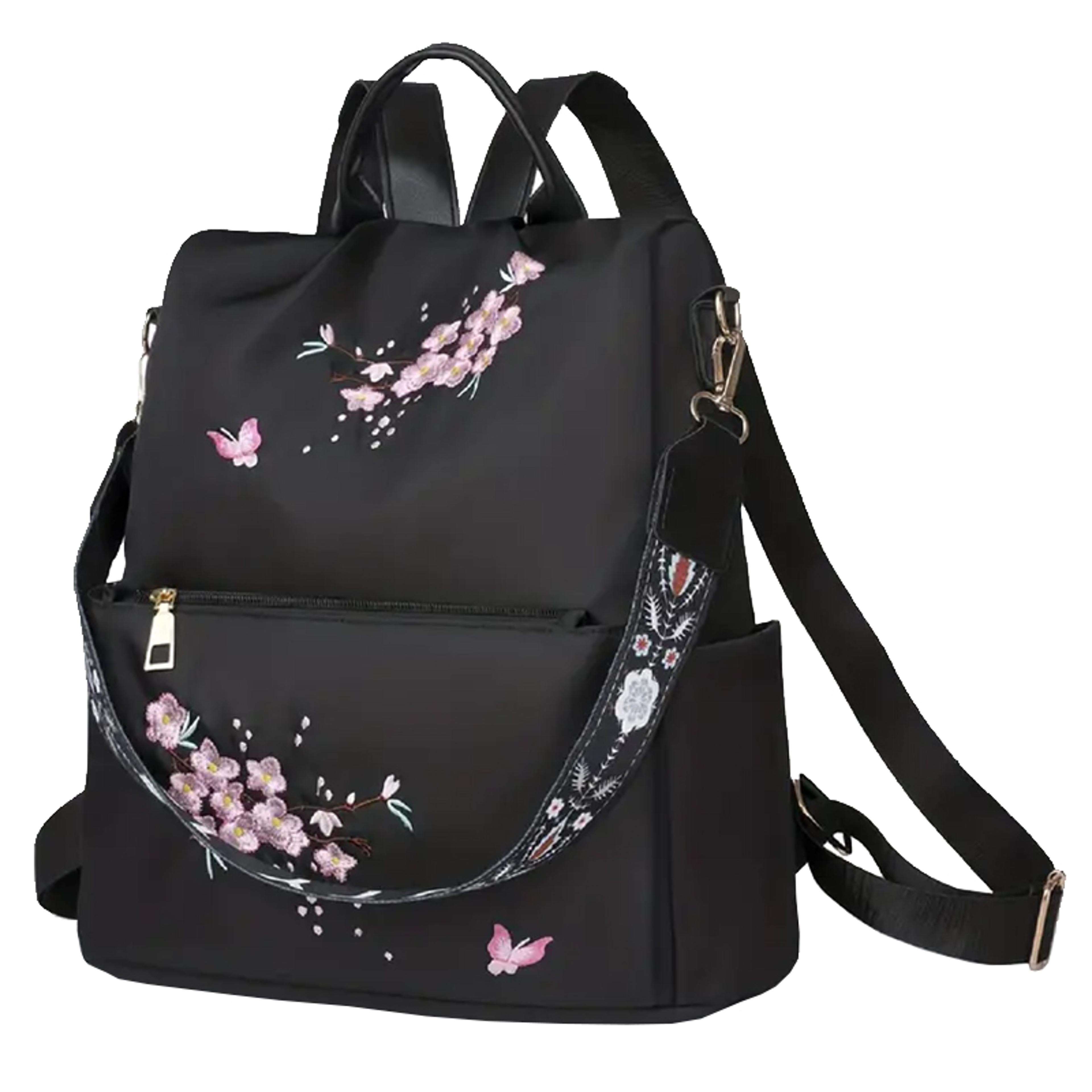 neutral style travel backpack for men and women with printed design