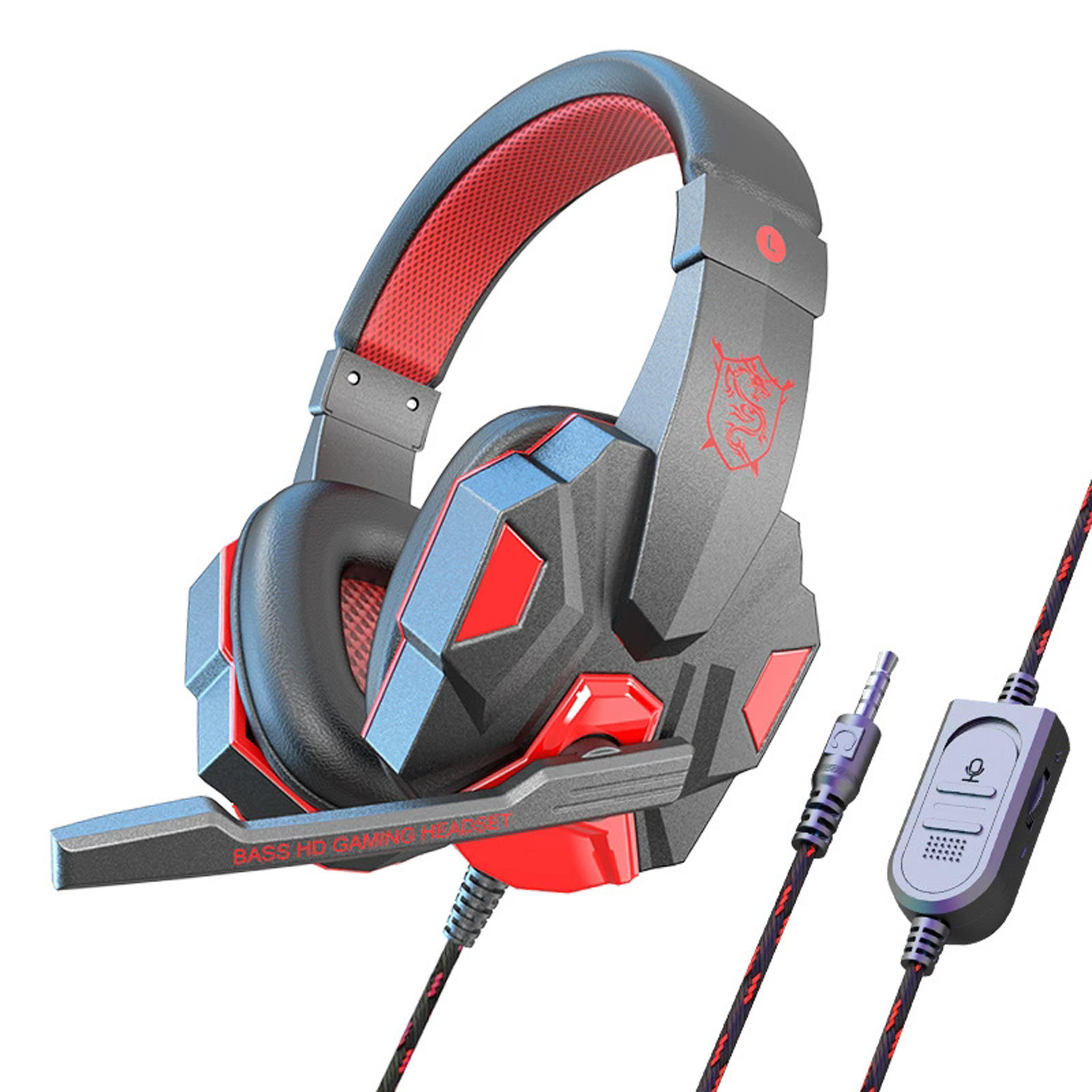 wired gaming headset with noise cancelling mic for pc nintendo