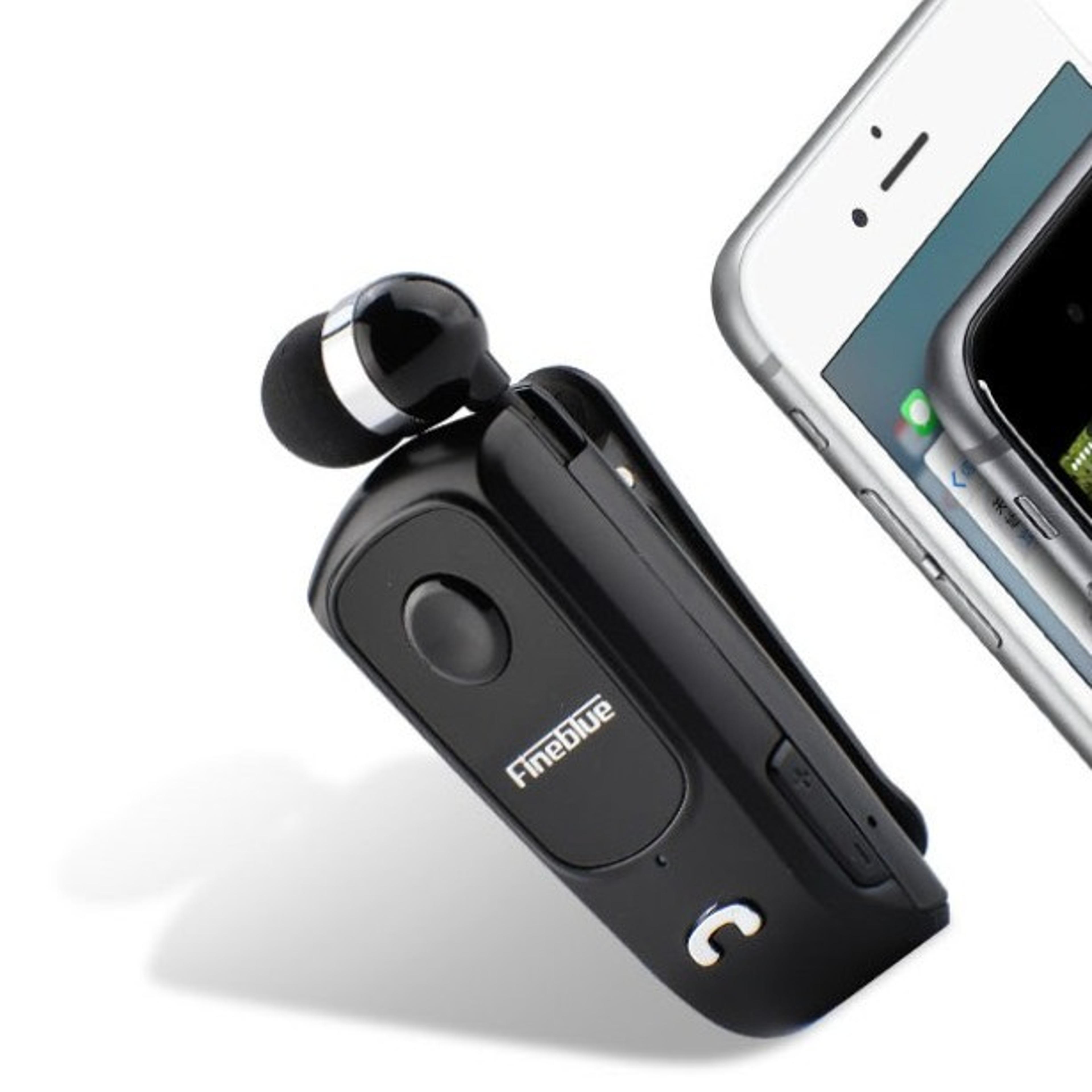 fineblue wireless bluetooth headset retractable clip on earphone for hands free calls