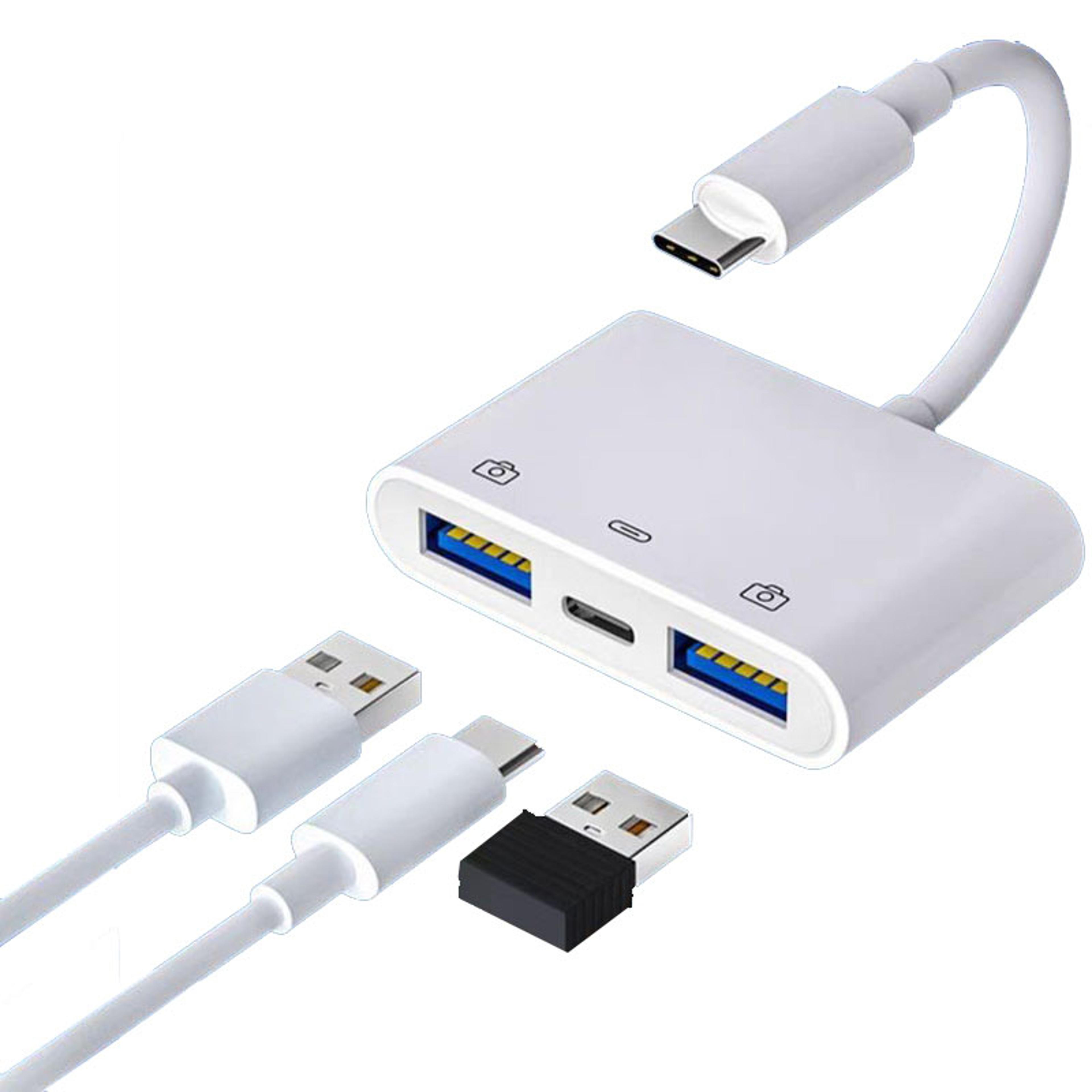 usb c otg adapter card reader with usb port and type c charging