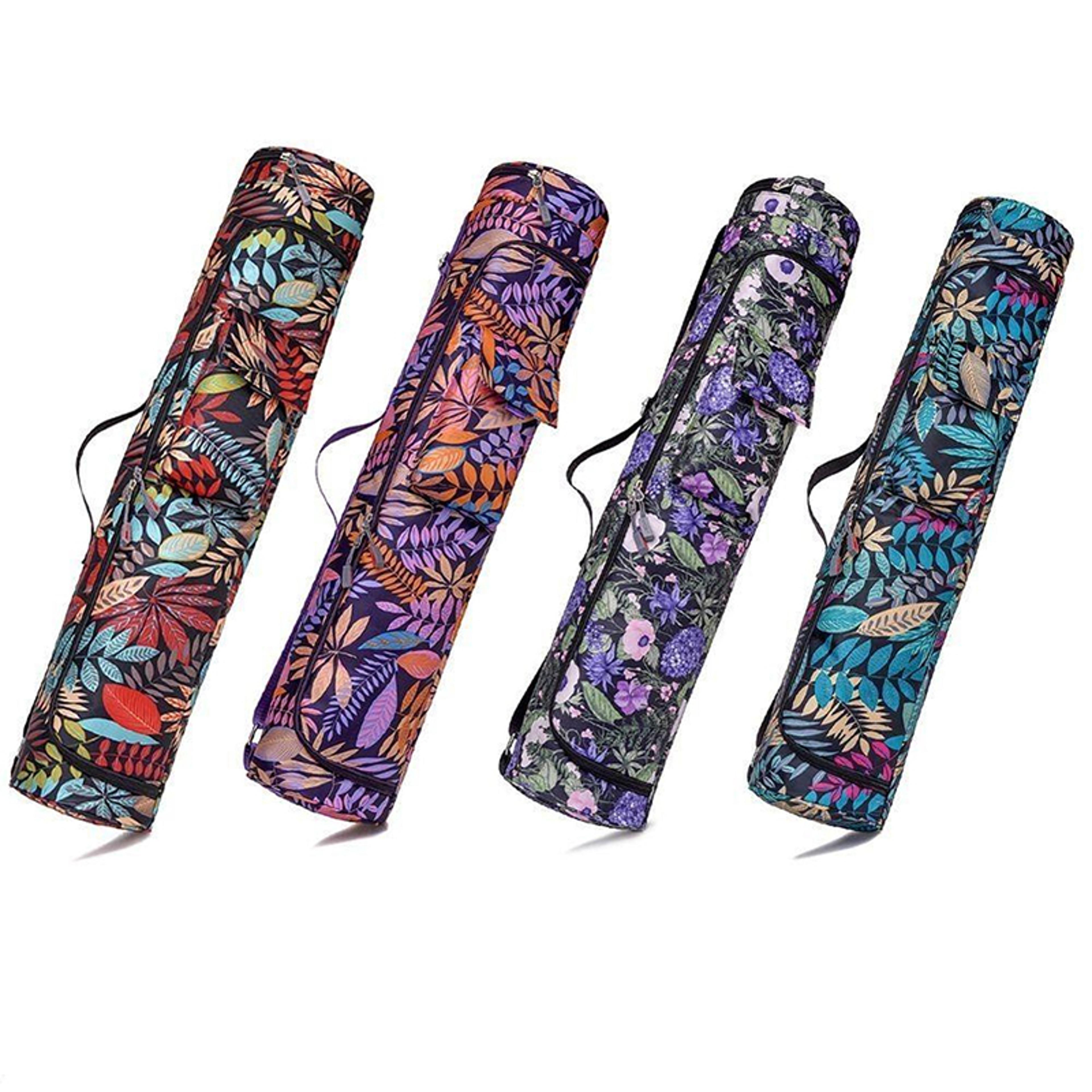 printed waterproof yoga mat bag with storage pockets for pilates gym and travel