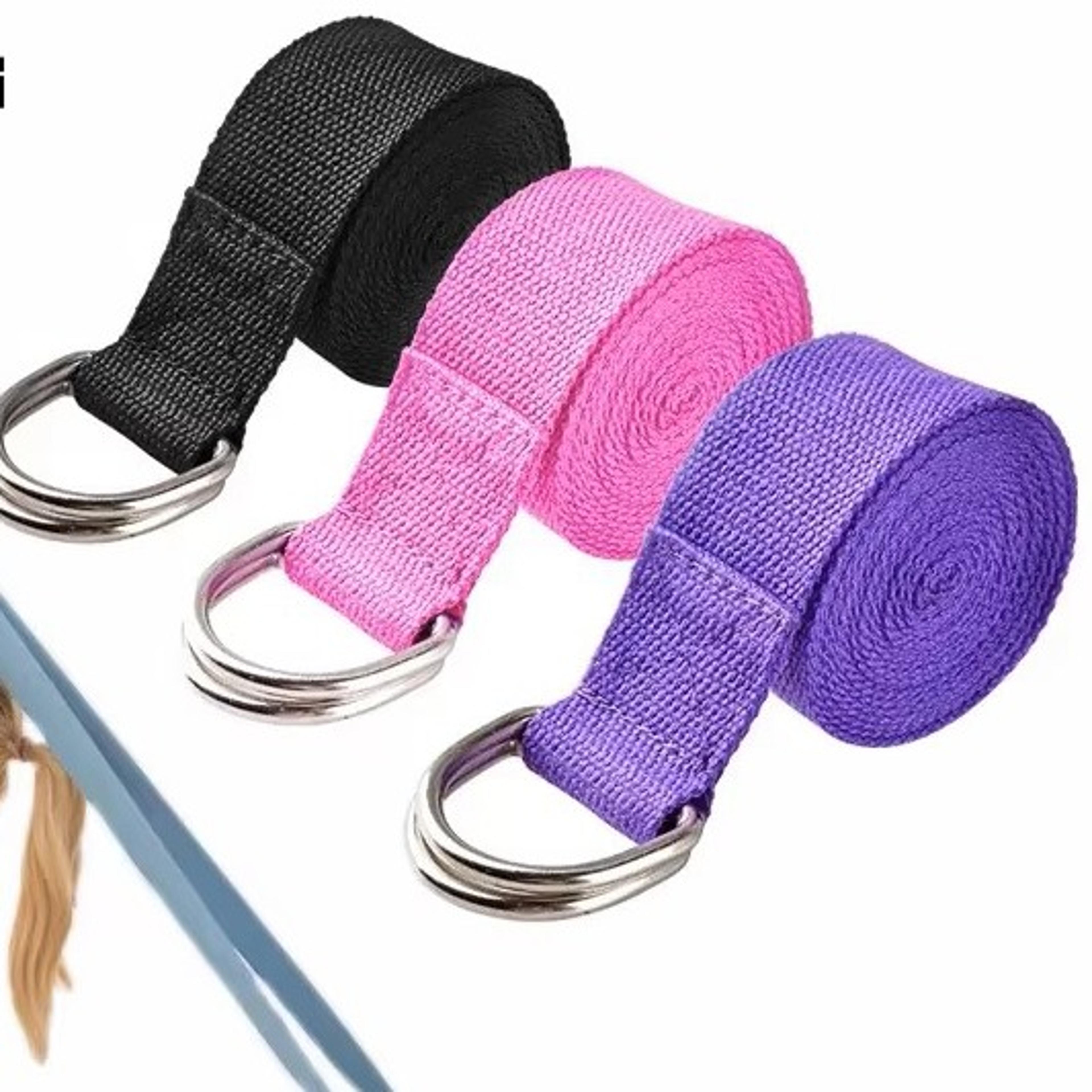 adjustable cotton yoga strap with d ring buckle for stretching pilates and flexibility