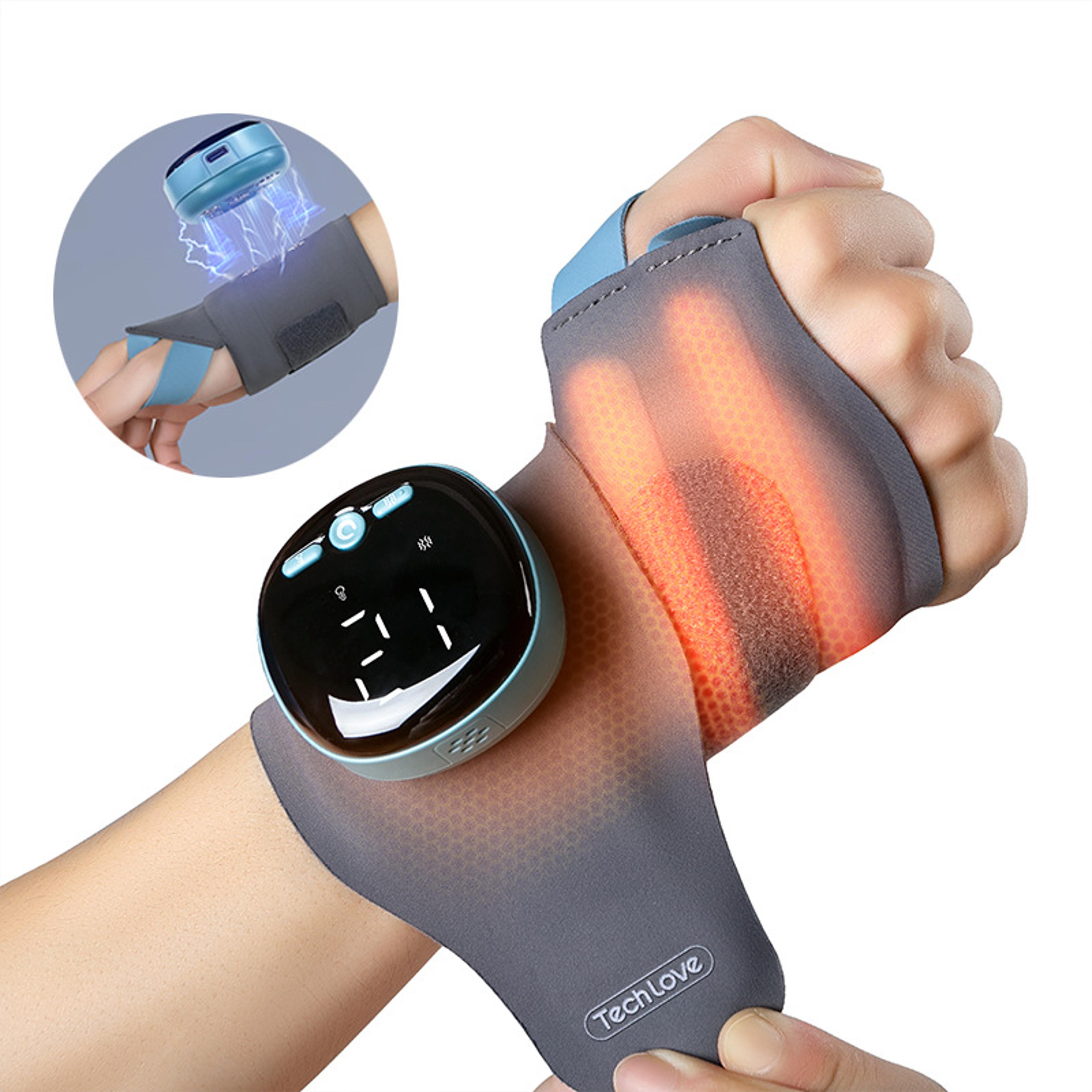 smart ems wrist massager with heat therapy rechargeable wrist support brace