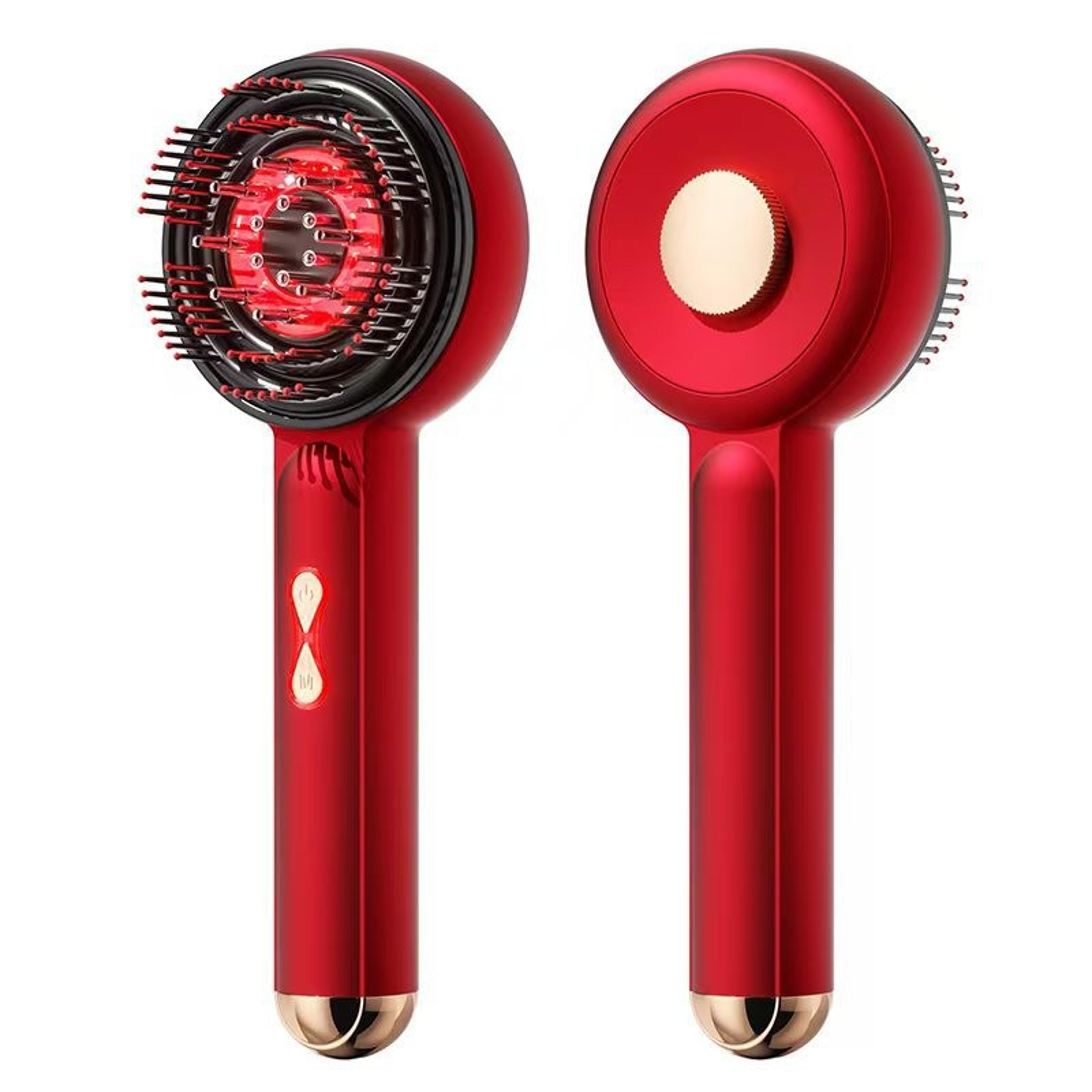 electric scalp massager comb with red light and hair oil applicator