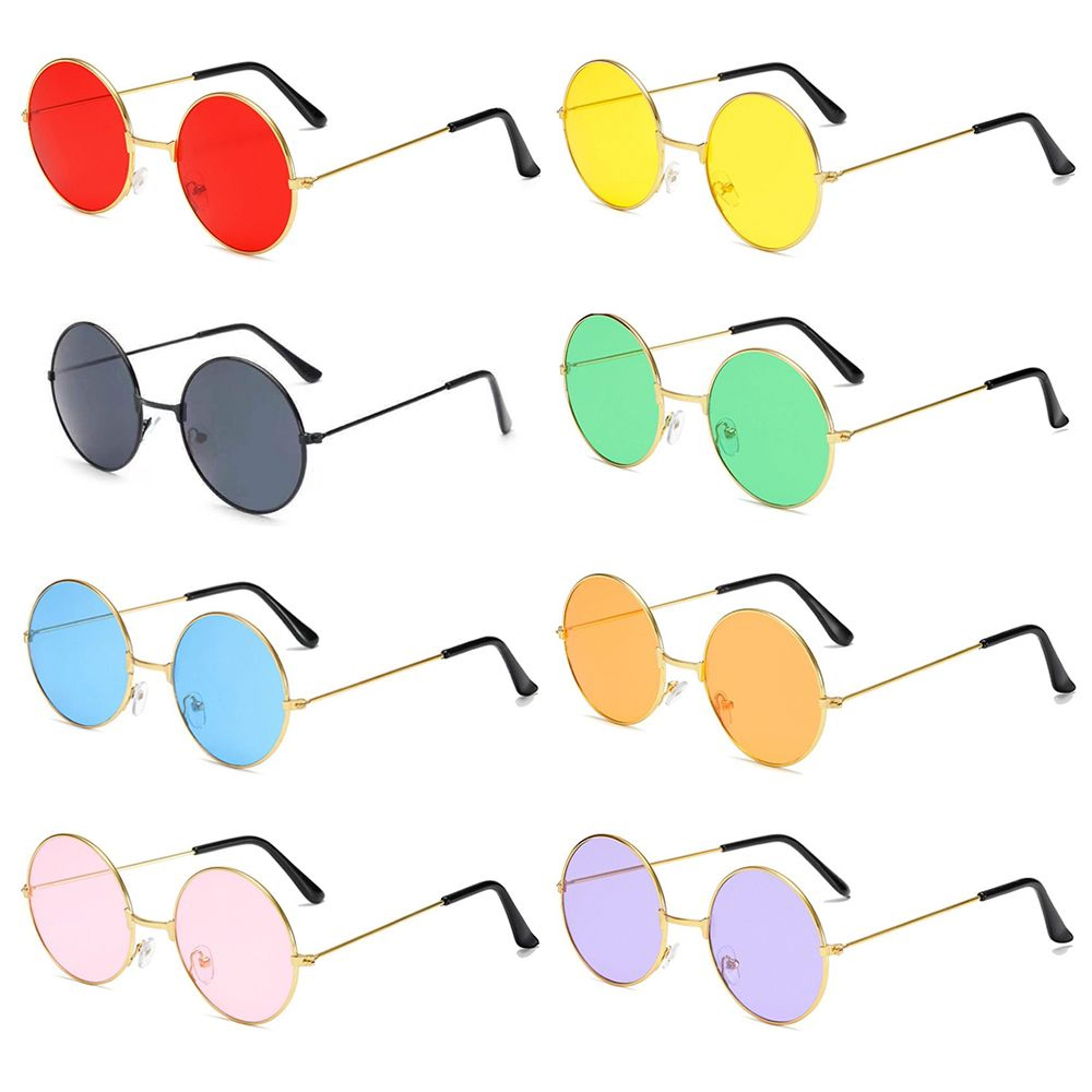 vintage round sunglasses unisex metal frame mirrored retro eyewear