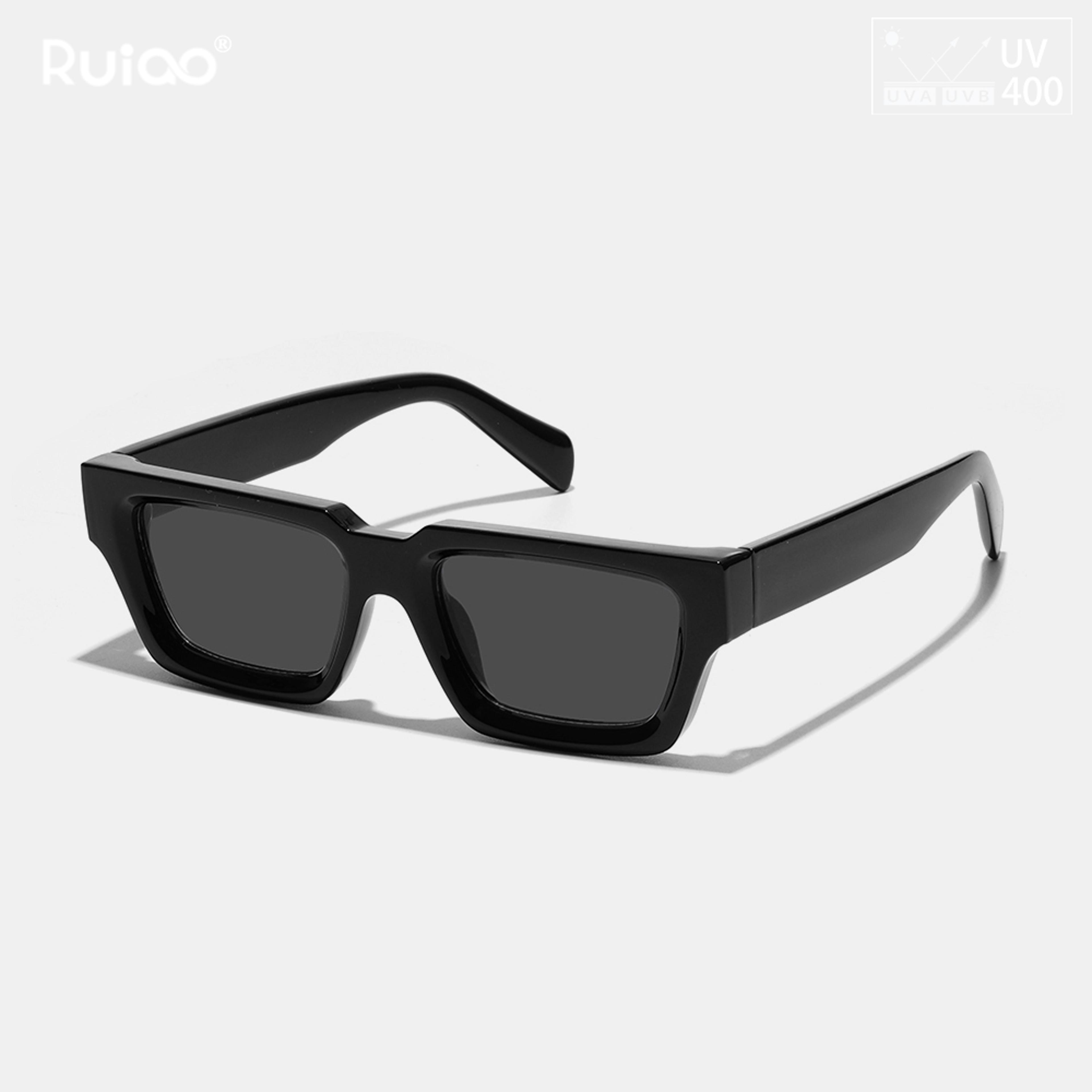black retro irregular thick frame unisex fashion sunglasses