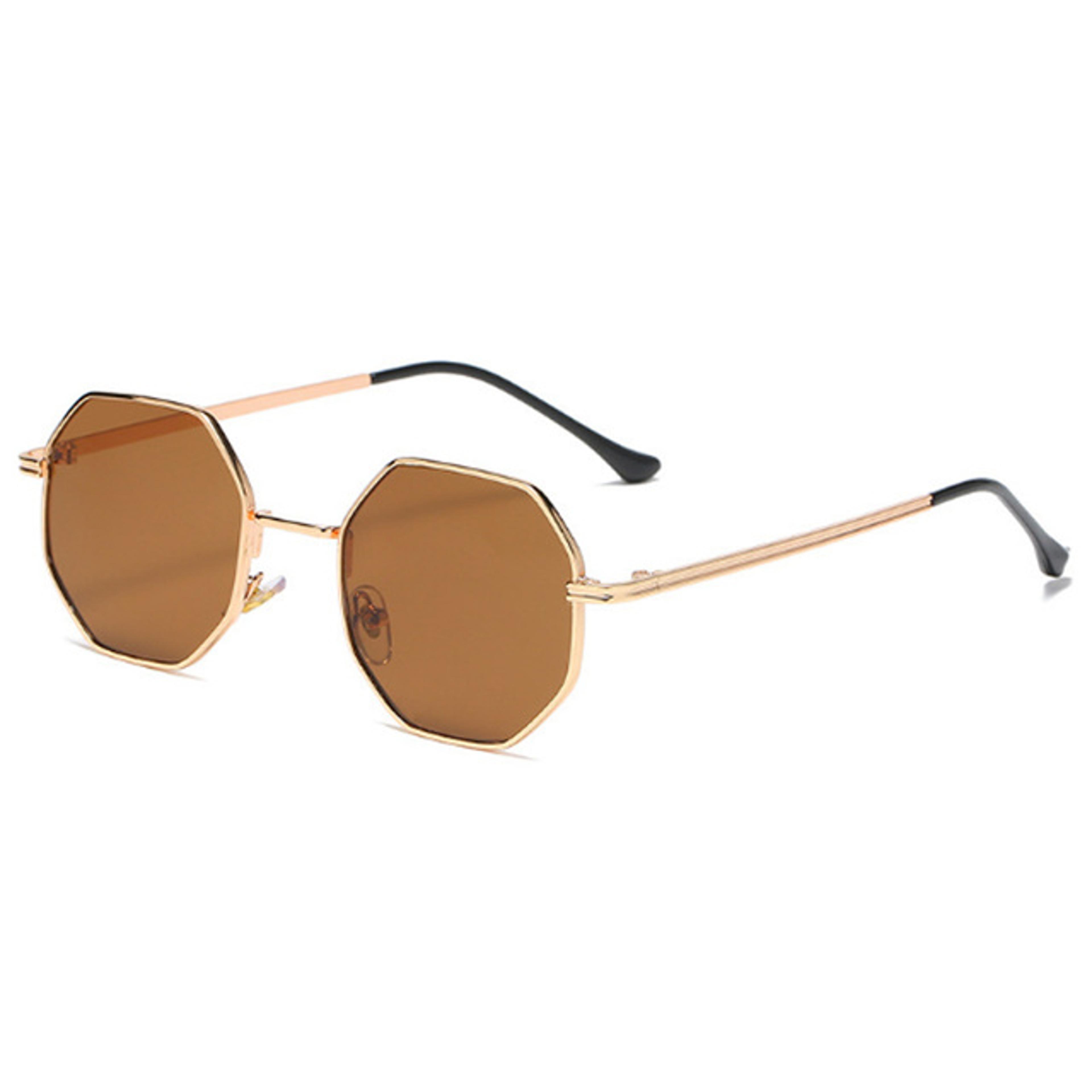 vintage polygon sunglasses with mirrored lenses and metal frame