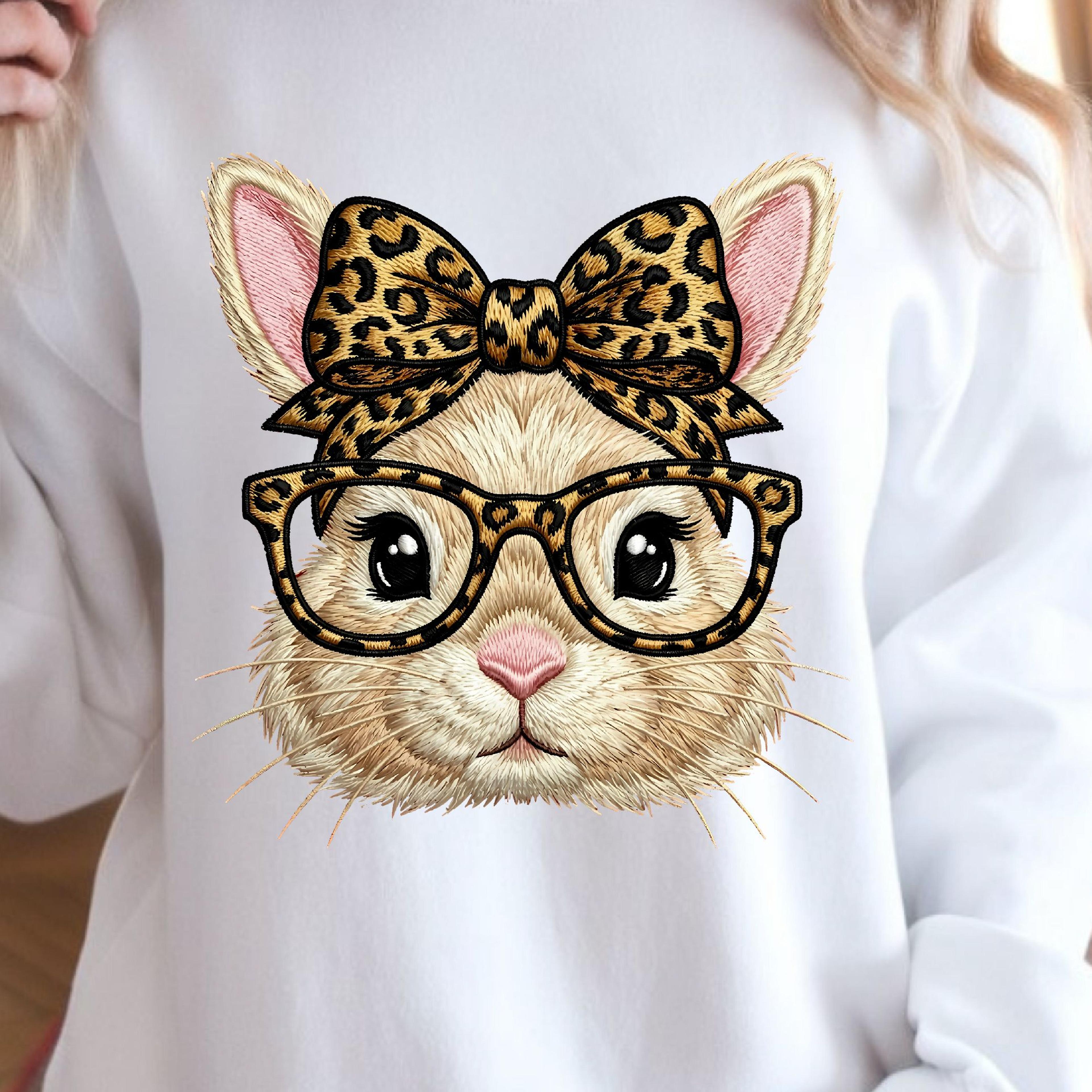 bunny with leopard glasses shirt, cute easter bunny t-shirt, fun animal tee
