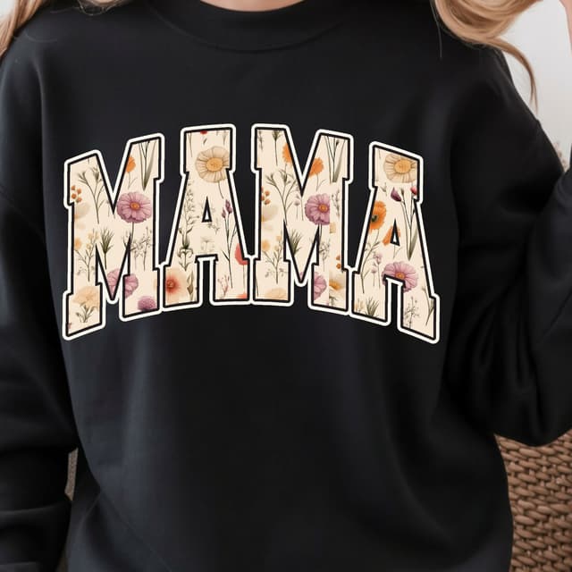 Floral Mama Crewneck Sweatshirt Wildflower Mom Sweatshirt Cute Spring Mom Gift 0