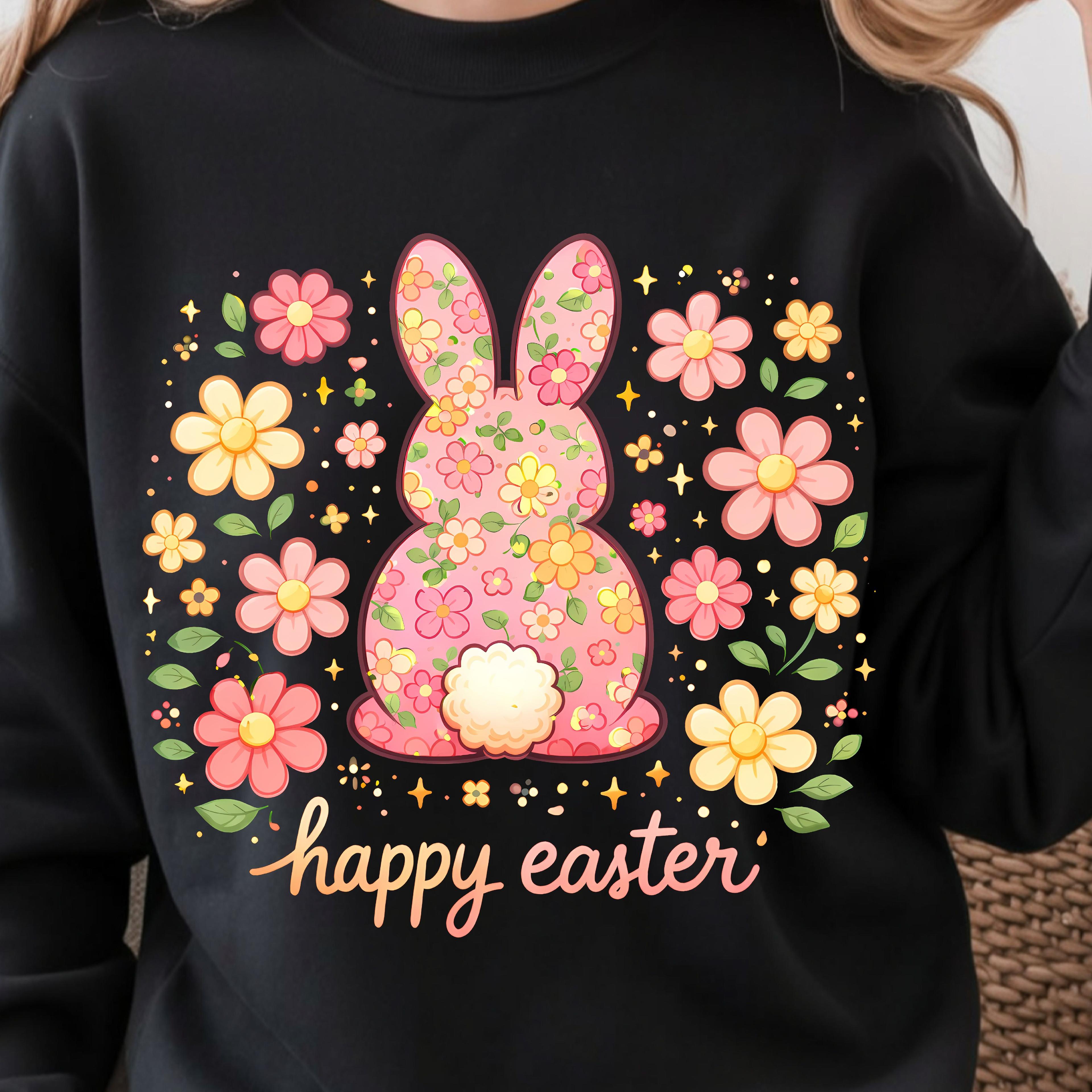 happy easter shirt – bunny floral design tee