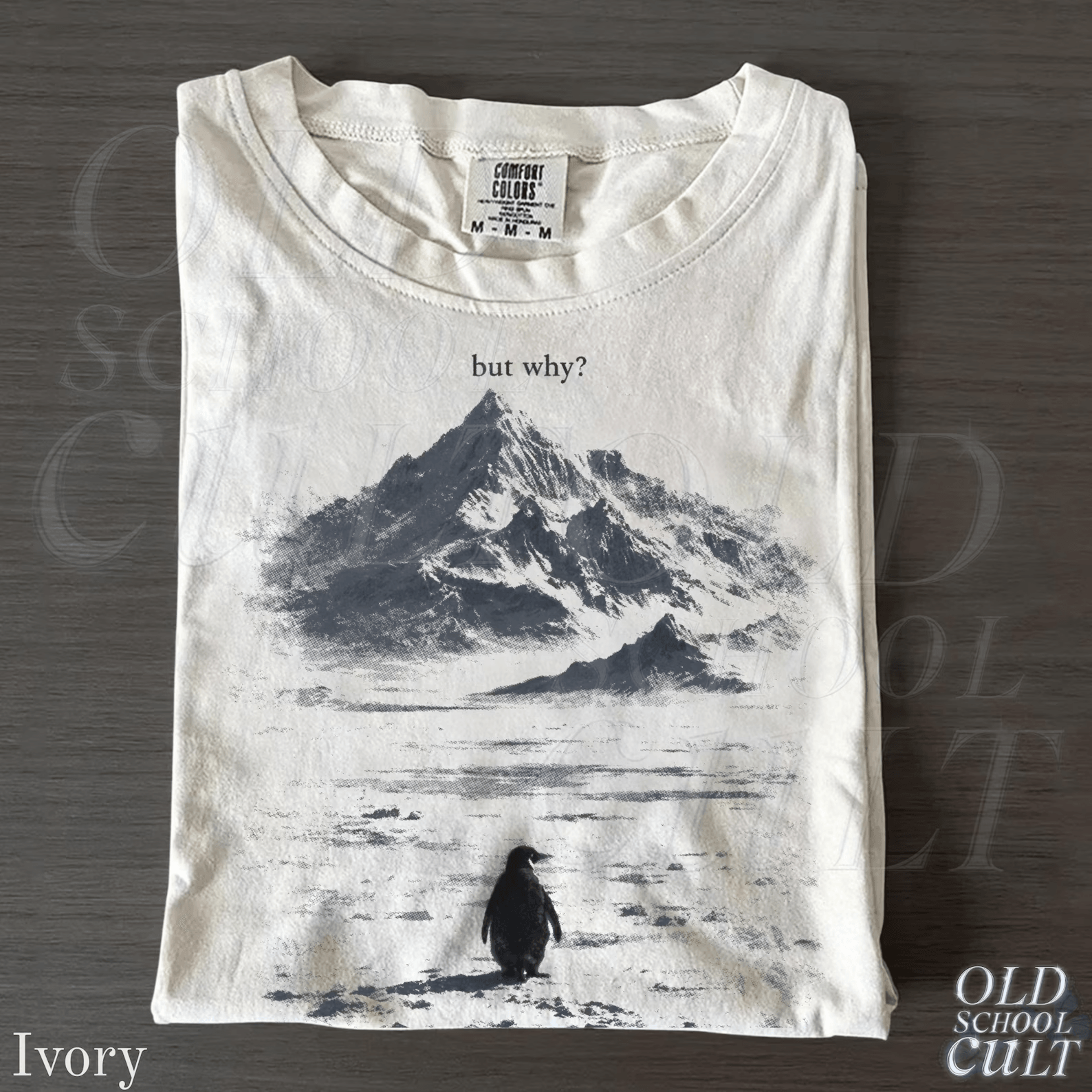 lone penguin mountain meme shirt – 90s graphic tee