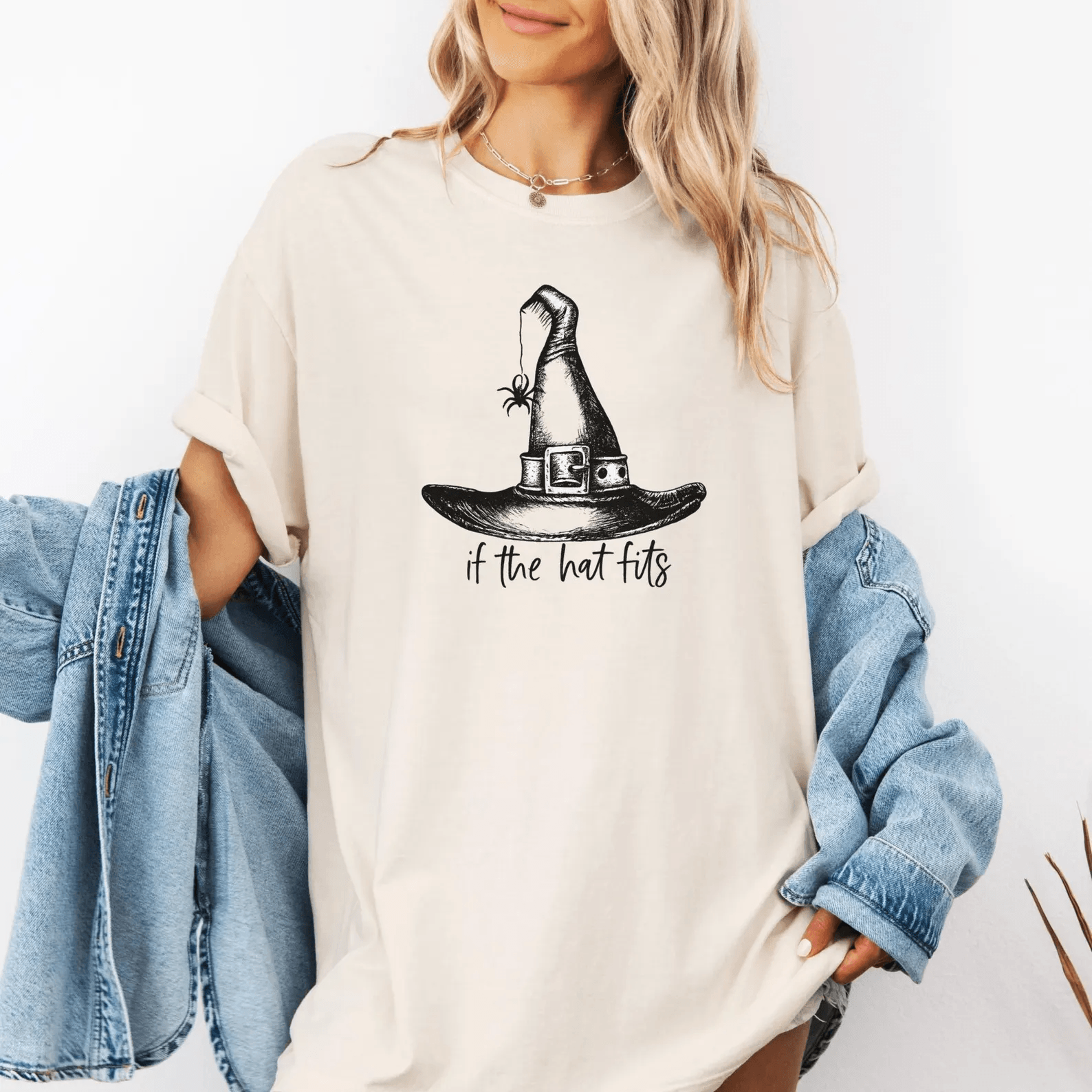 if the hat fits witch shirt halloween tee