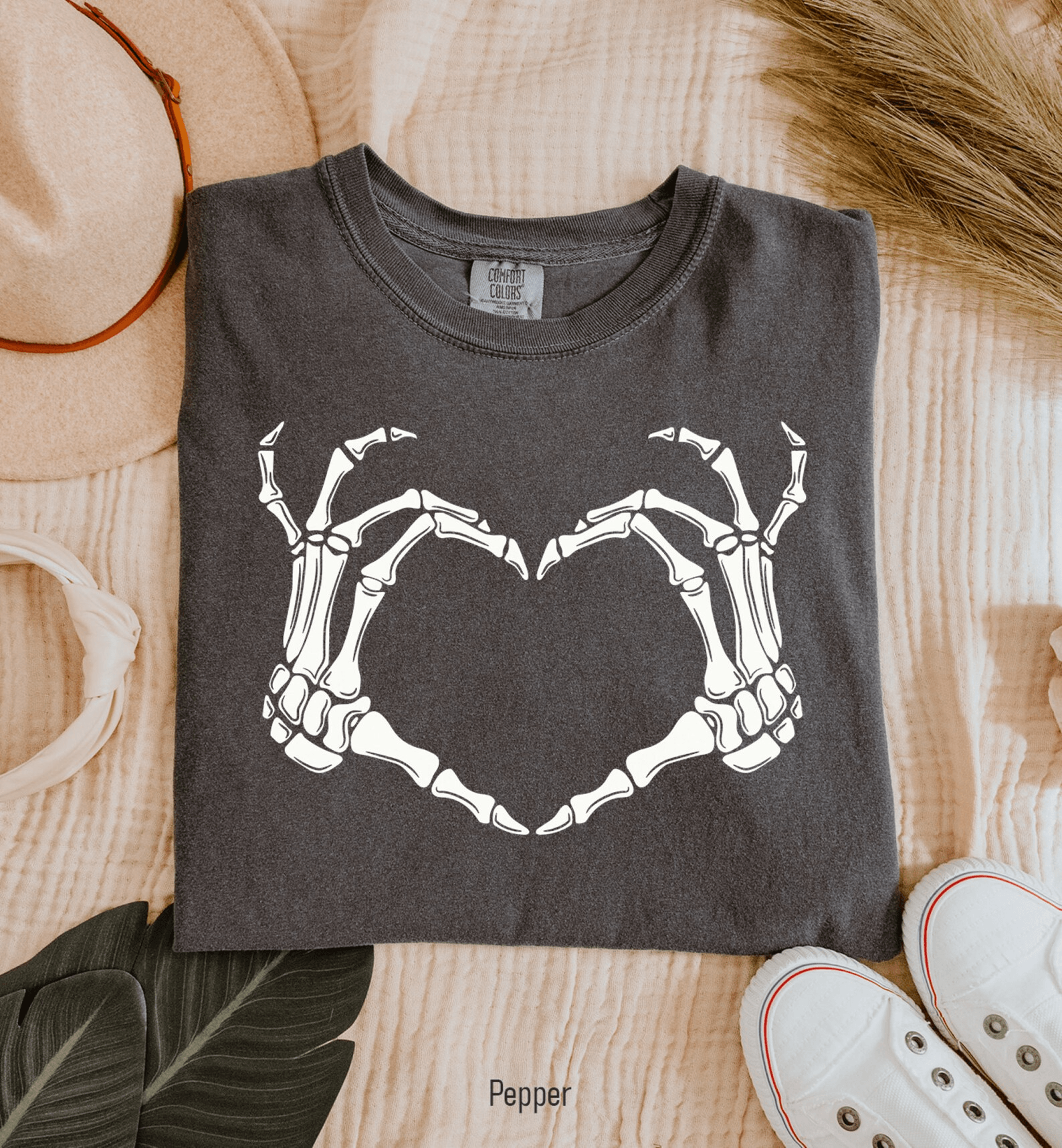 skeleton hand shirt comfort colors halloween tee