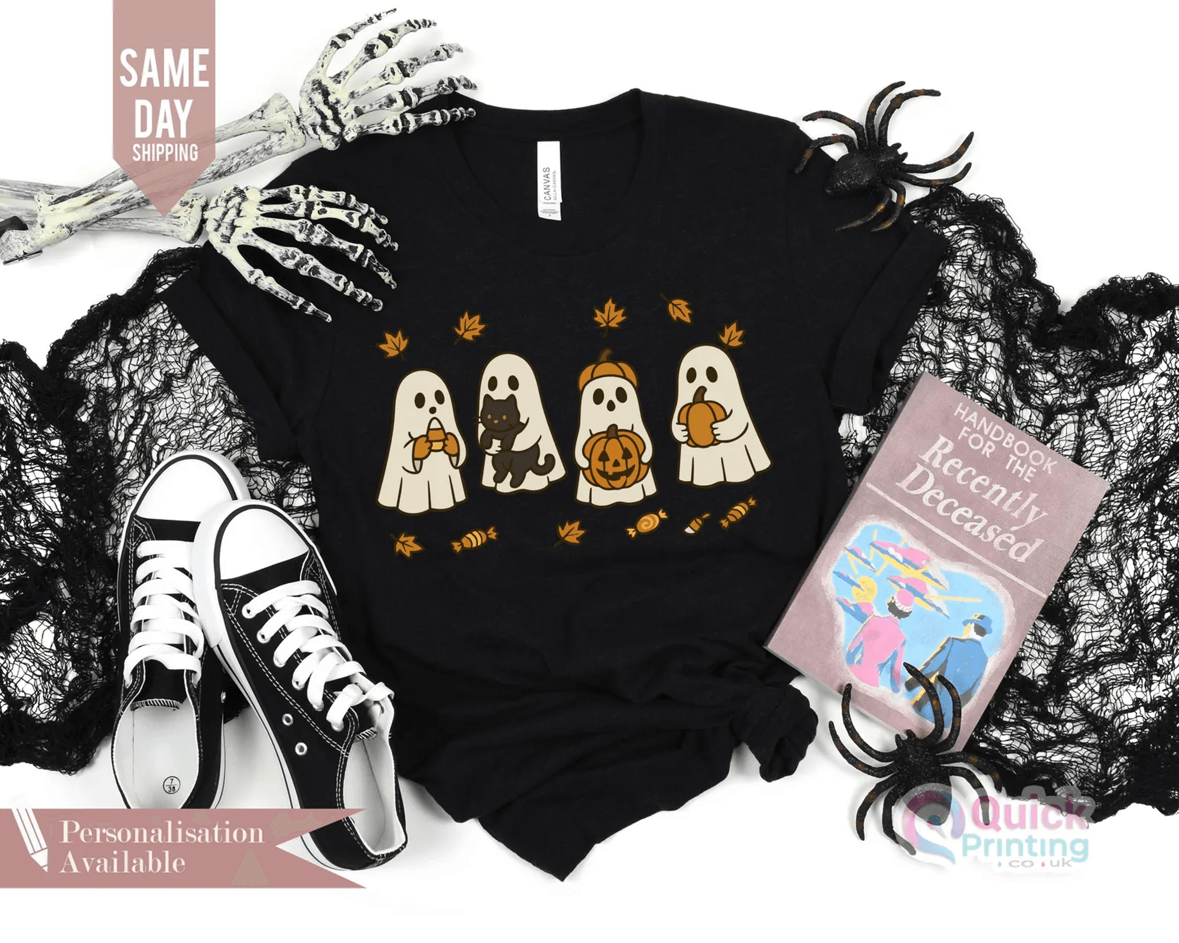 spooky season pumpkin sweatshirt – vintage ghost & pumpkin halloween graphic cozy fall pullover