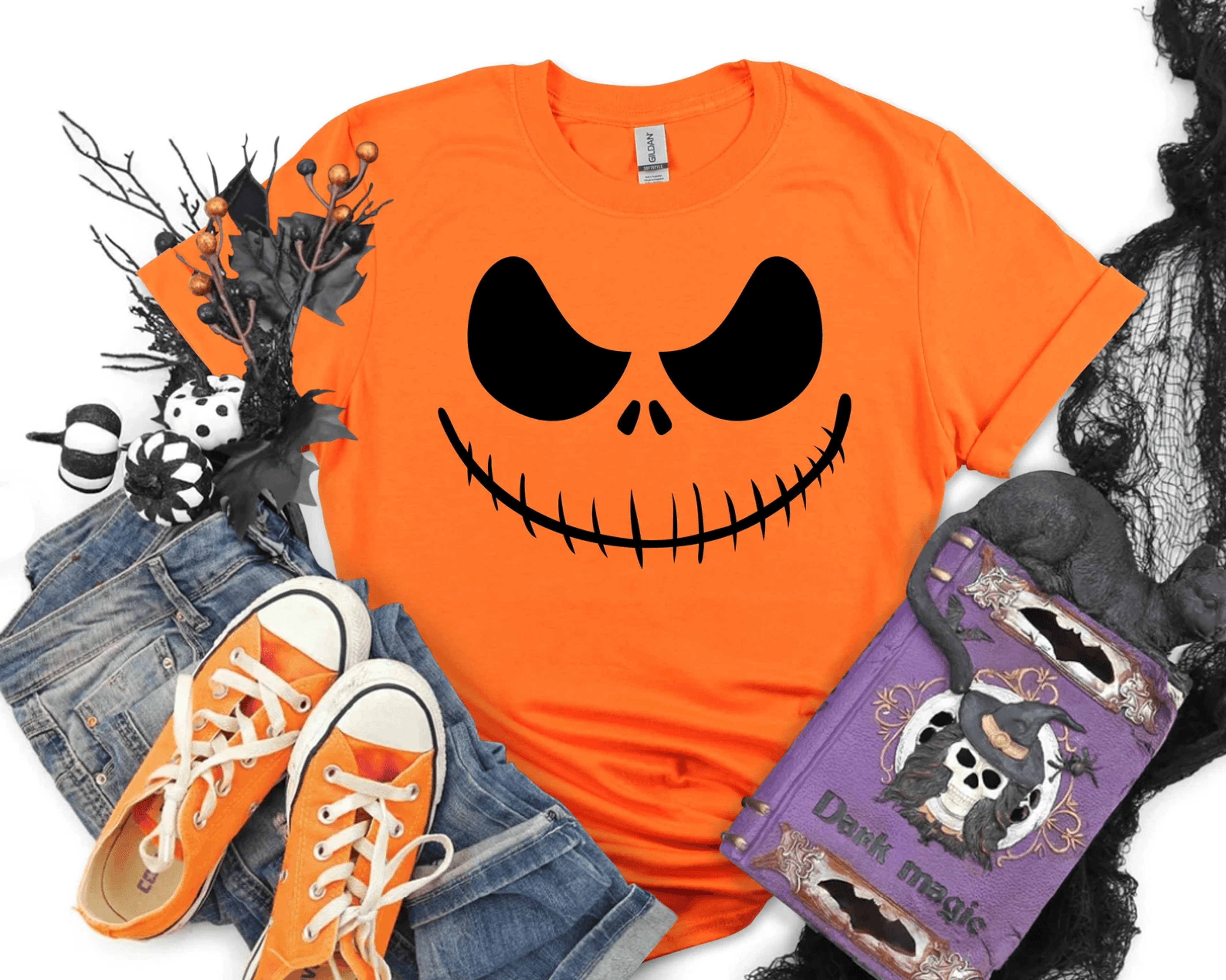 matching family pumpkin face shirts – funny halloween costume tees for family group outfits