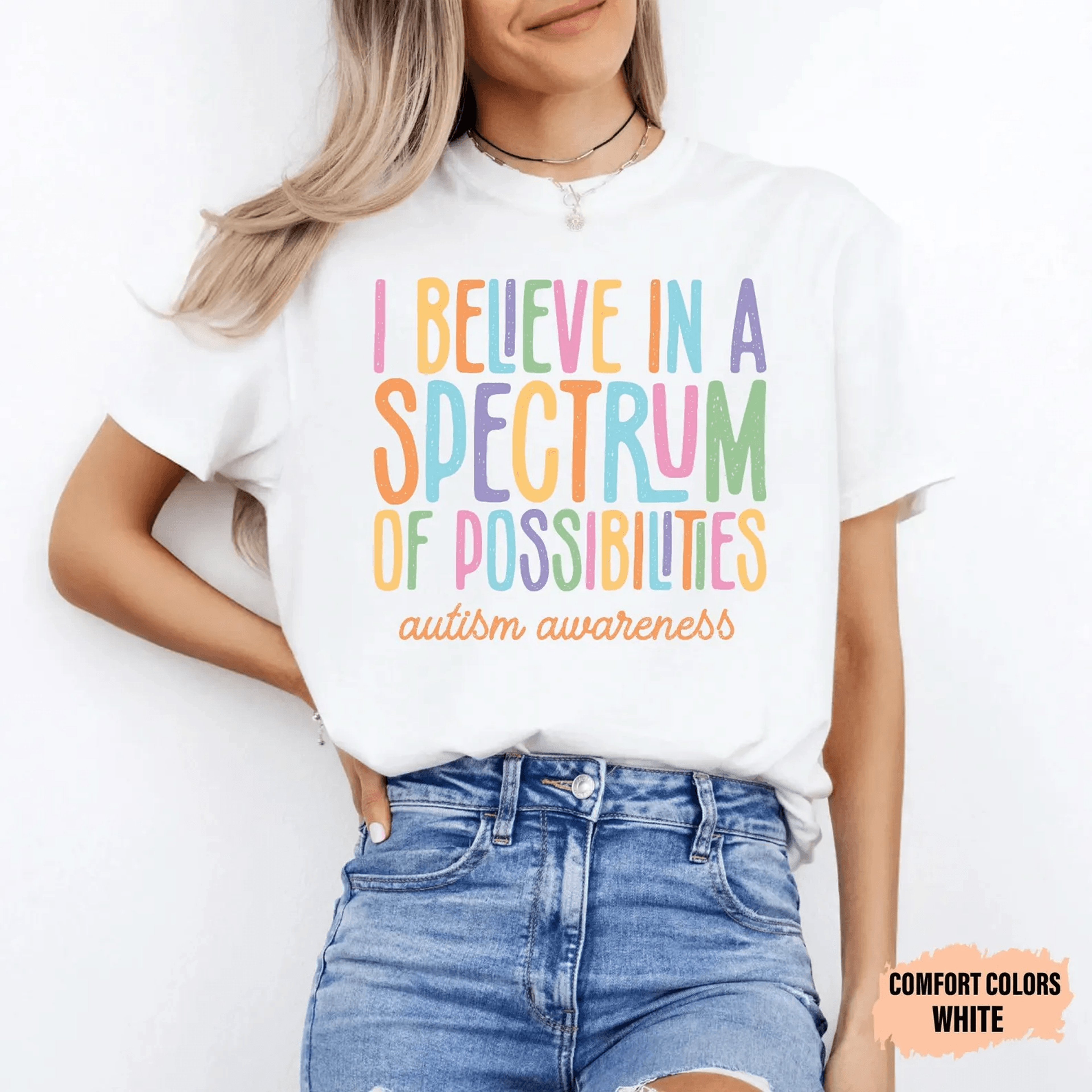 spectrum of possibilities autism awareness shirt – comfort colors neurodiversity tee
