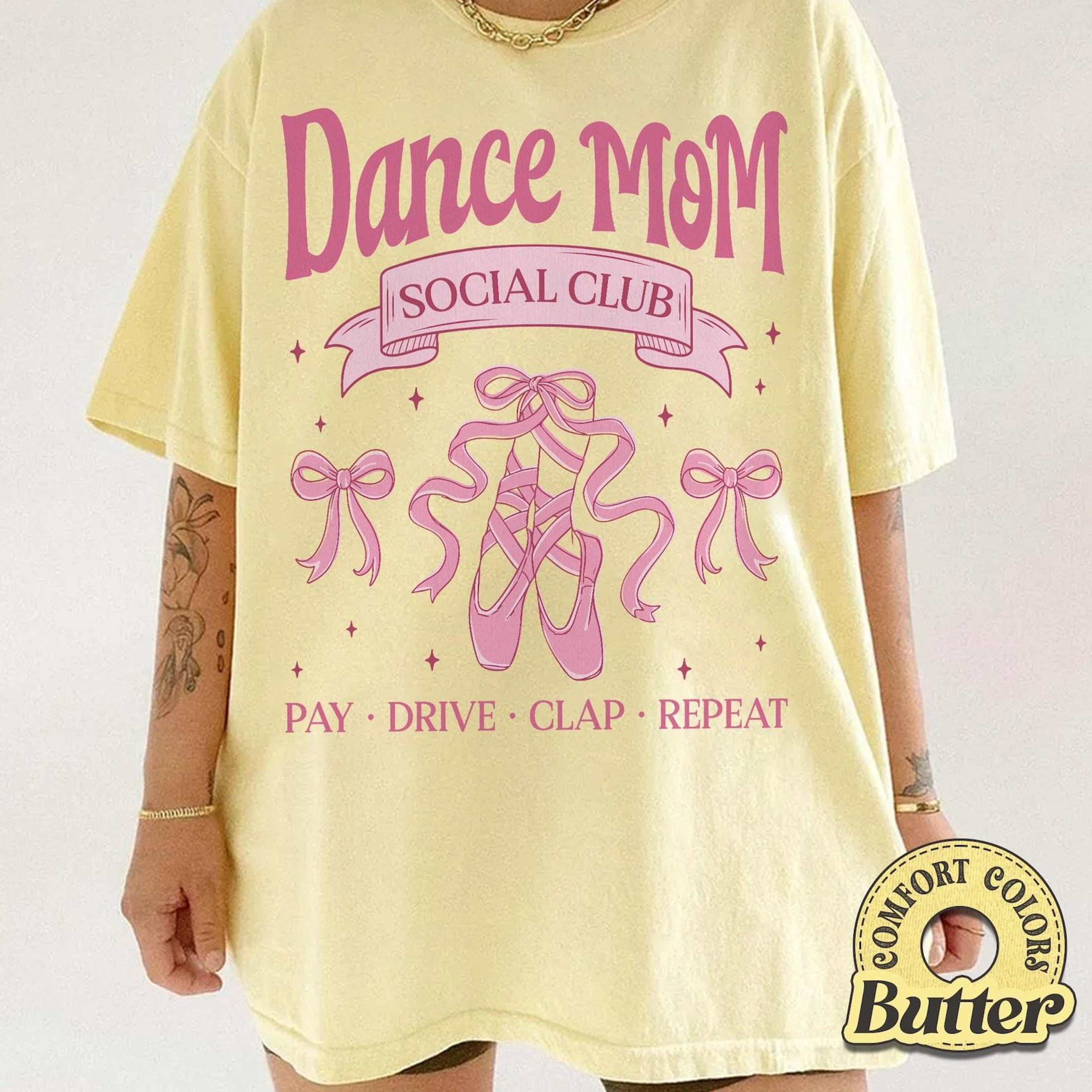 dance mom social club shirt, ballet shoes, coquette bow tee, garment-dyed