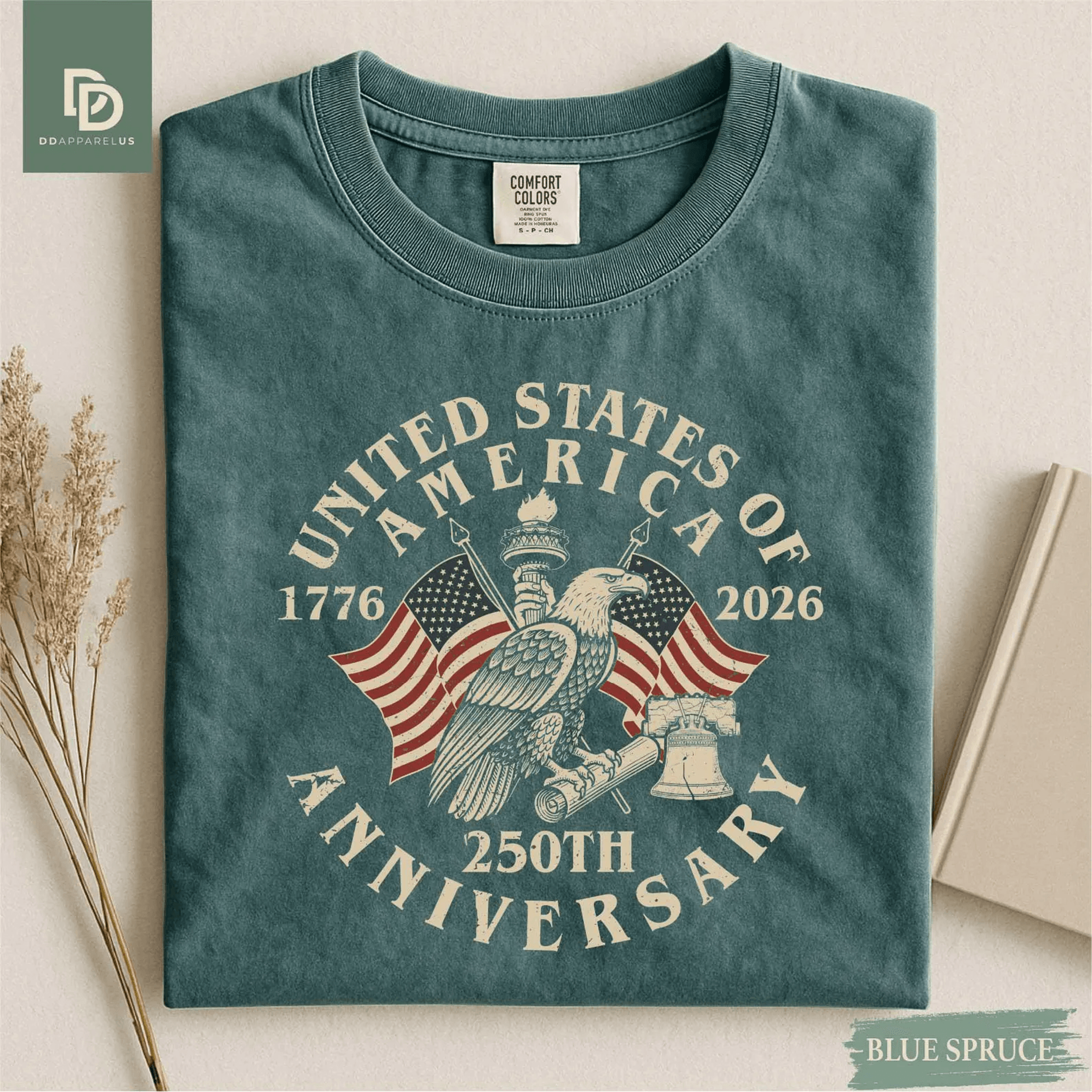 usa 250th anniversary shirt comfort colors vintage flag 4th of july tee