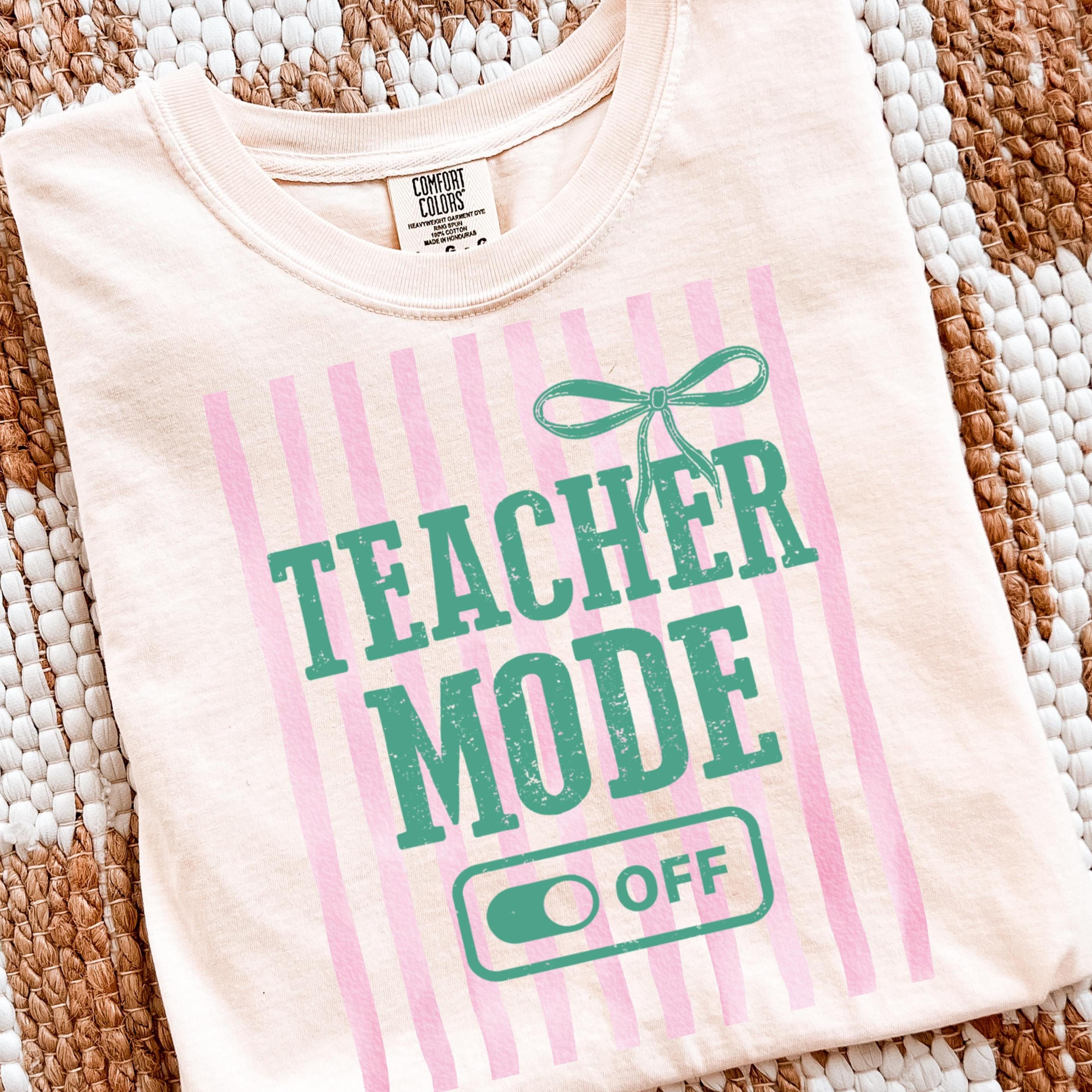 teacher mode off t-shirt – last day of school striped tee
