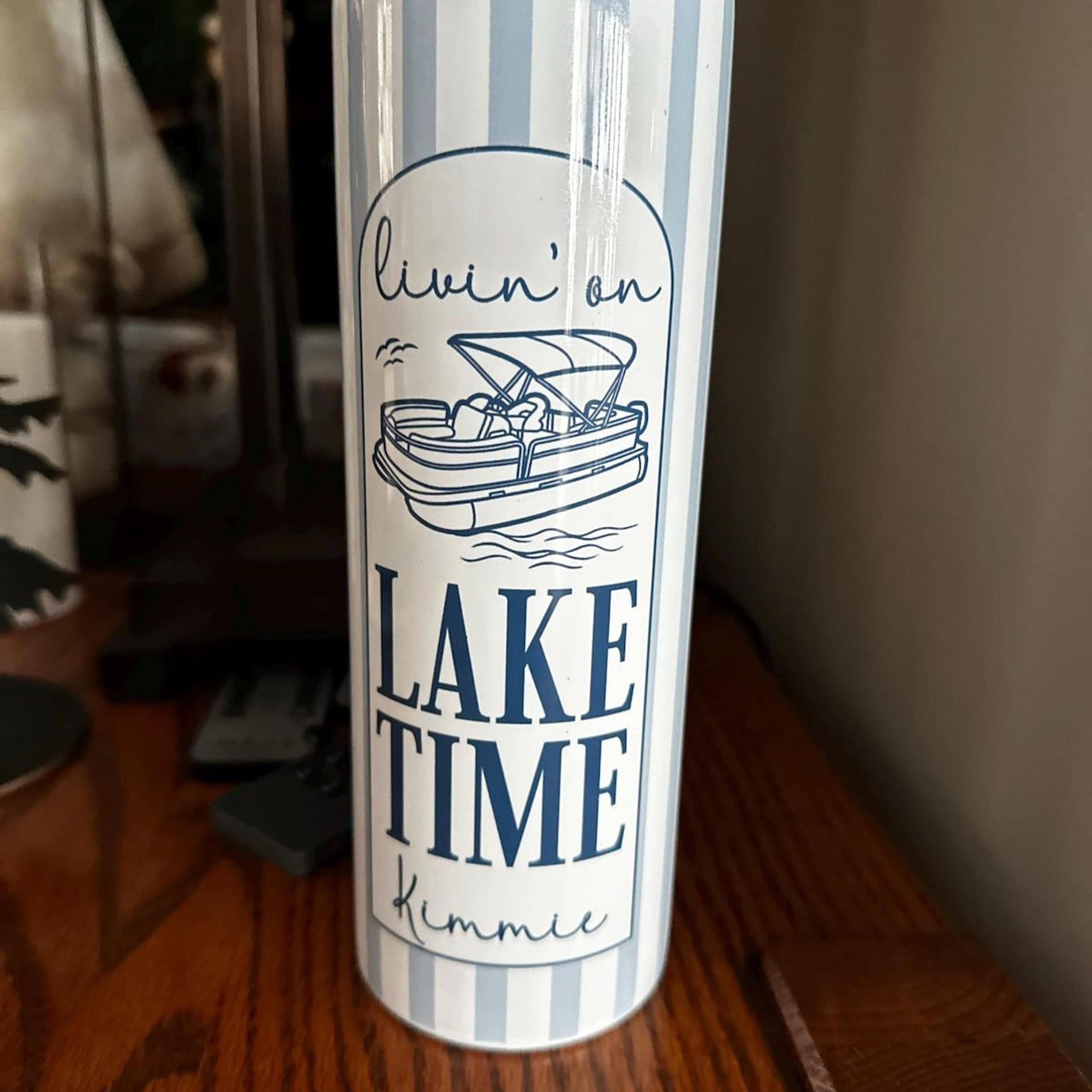 lake time tumbler personalized vacation cup custom name insulated travel mug summer gift