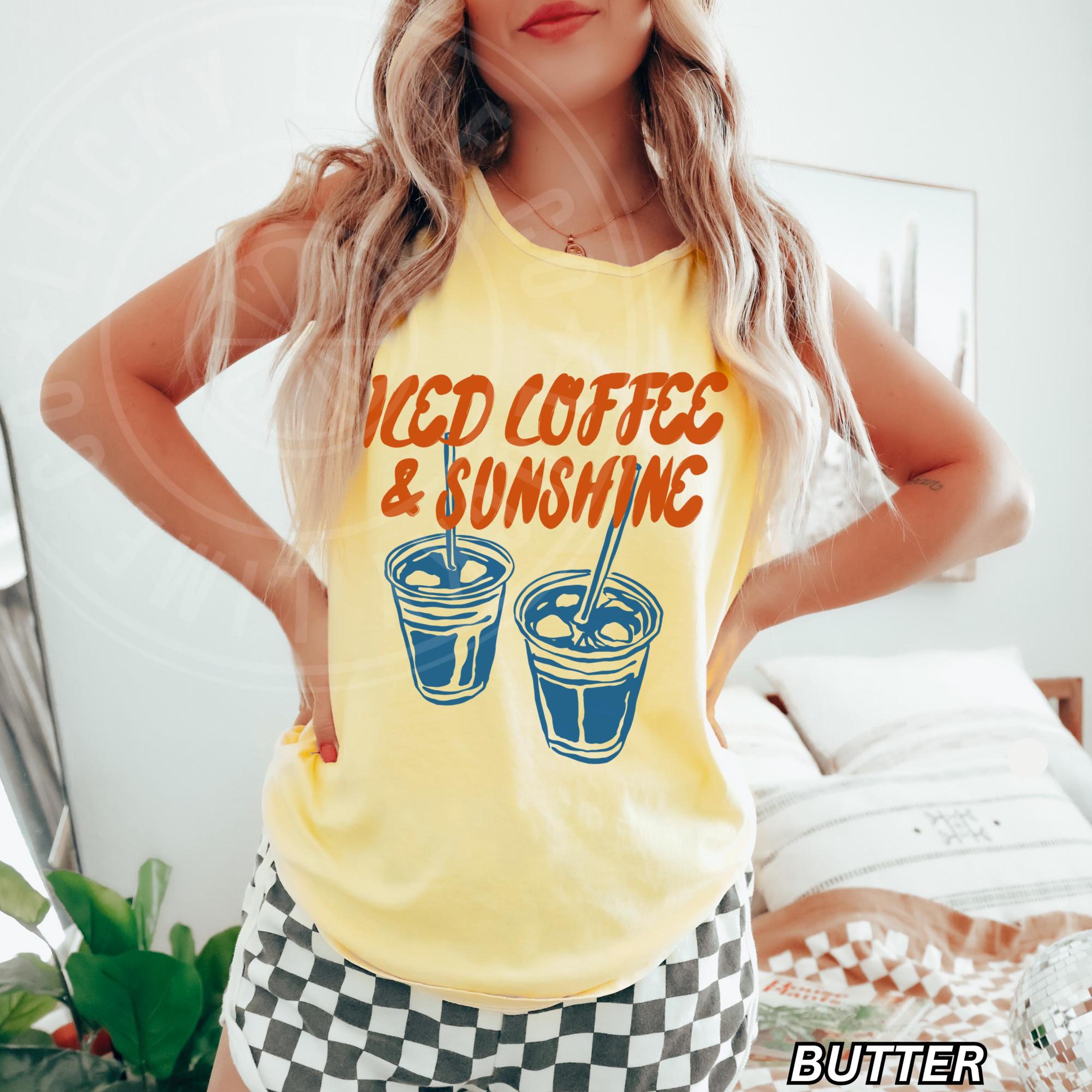iced coffee and sunshine tank top, iced coffee shirt, coffee lover gift, summer tank top, summer vibes, coffee club