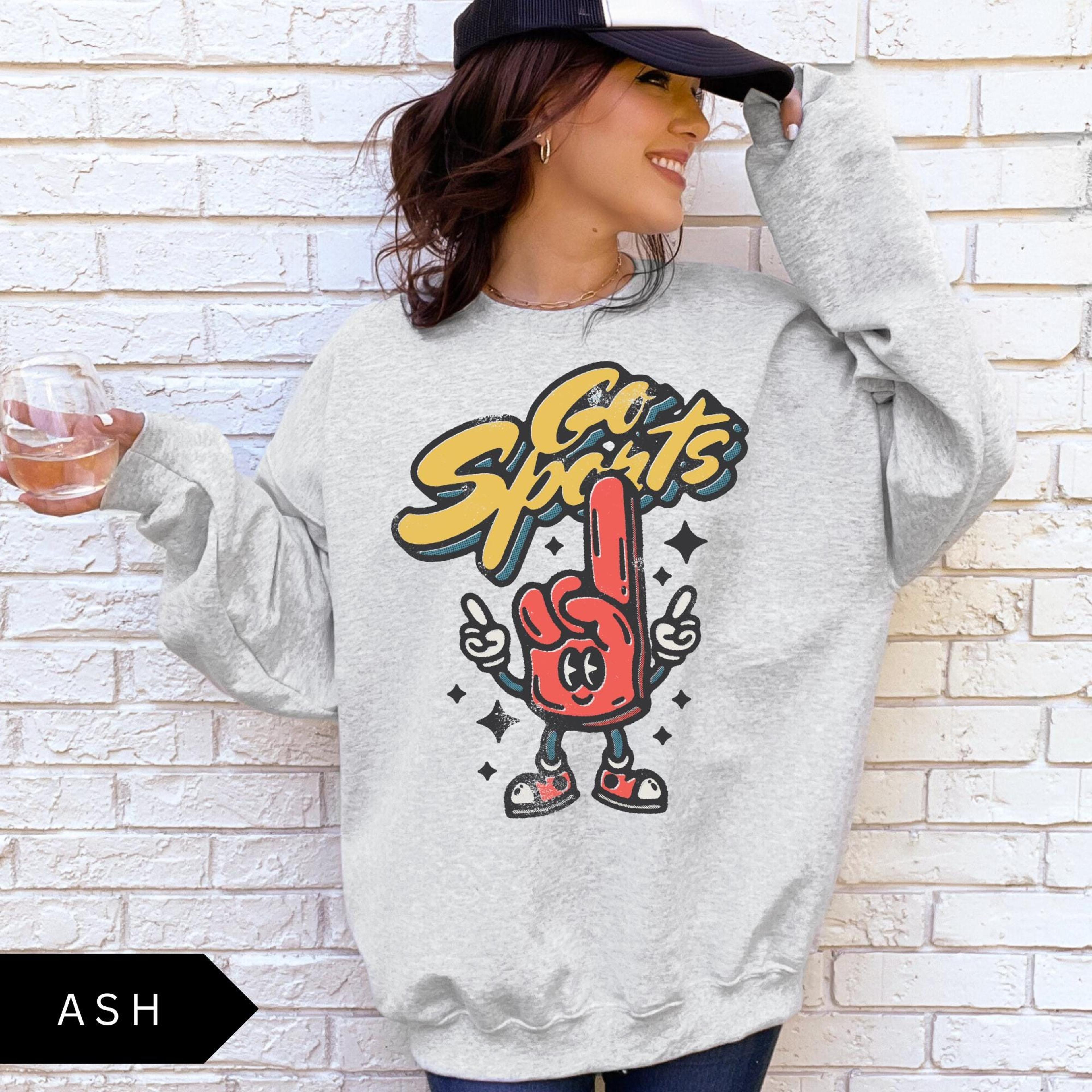 go sports retro sweatshirt, vintage distressed sports shirt, oversized baseball sweatshirt, trendy graphic shirt
