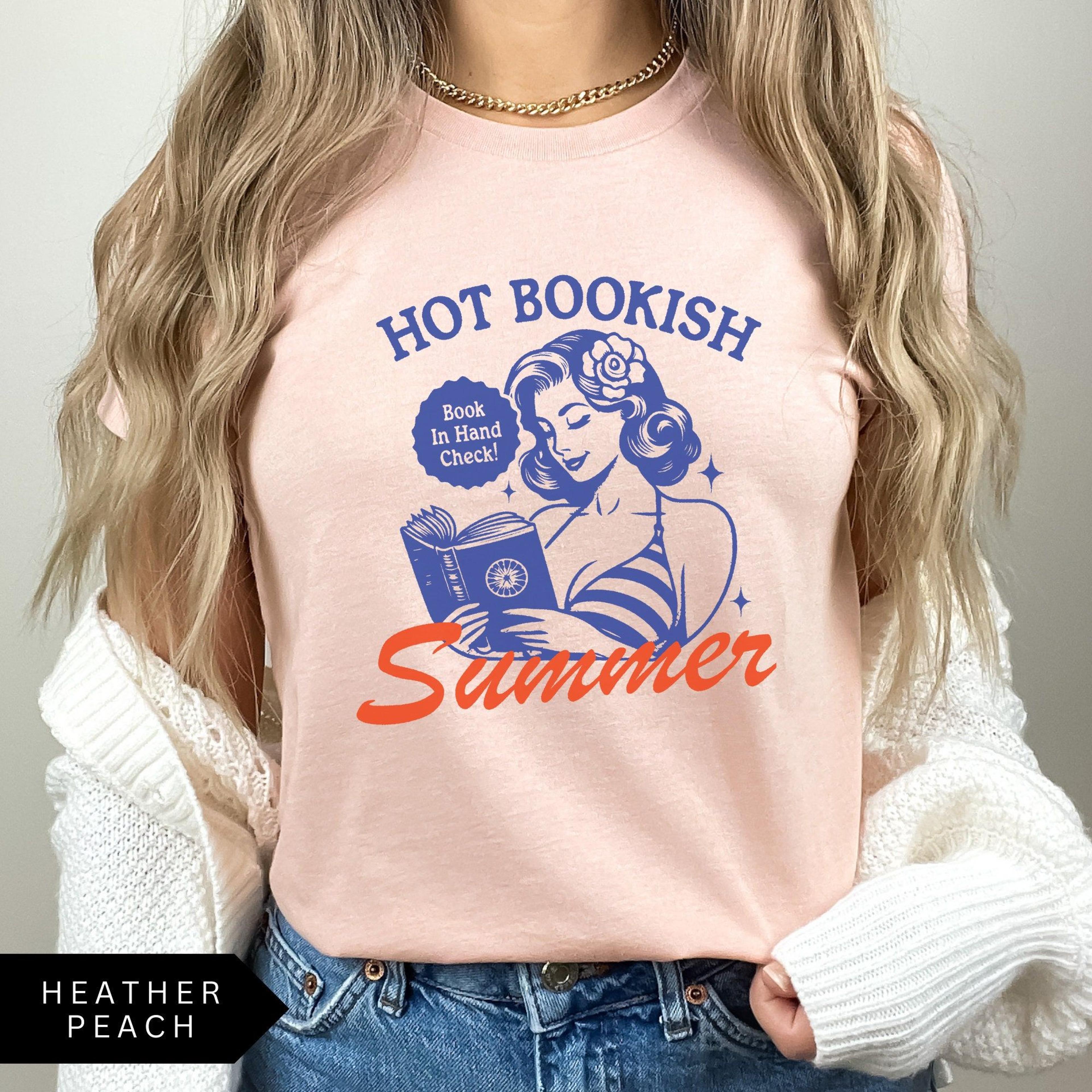 hot bookish summer shirt, book lover shirt, retro tshirt, vintage shirt, funny book shirt, reading tshirt, book gift