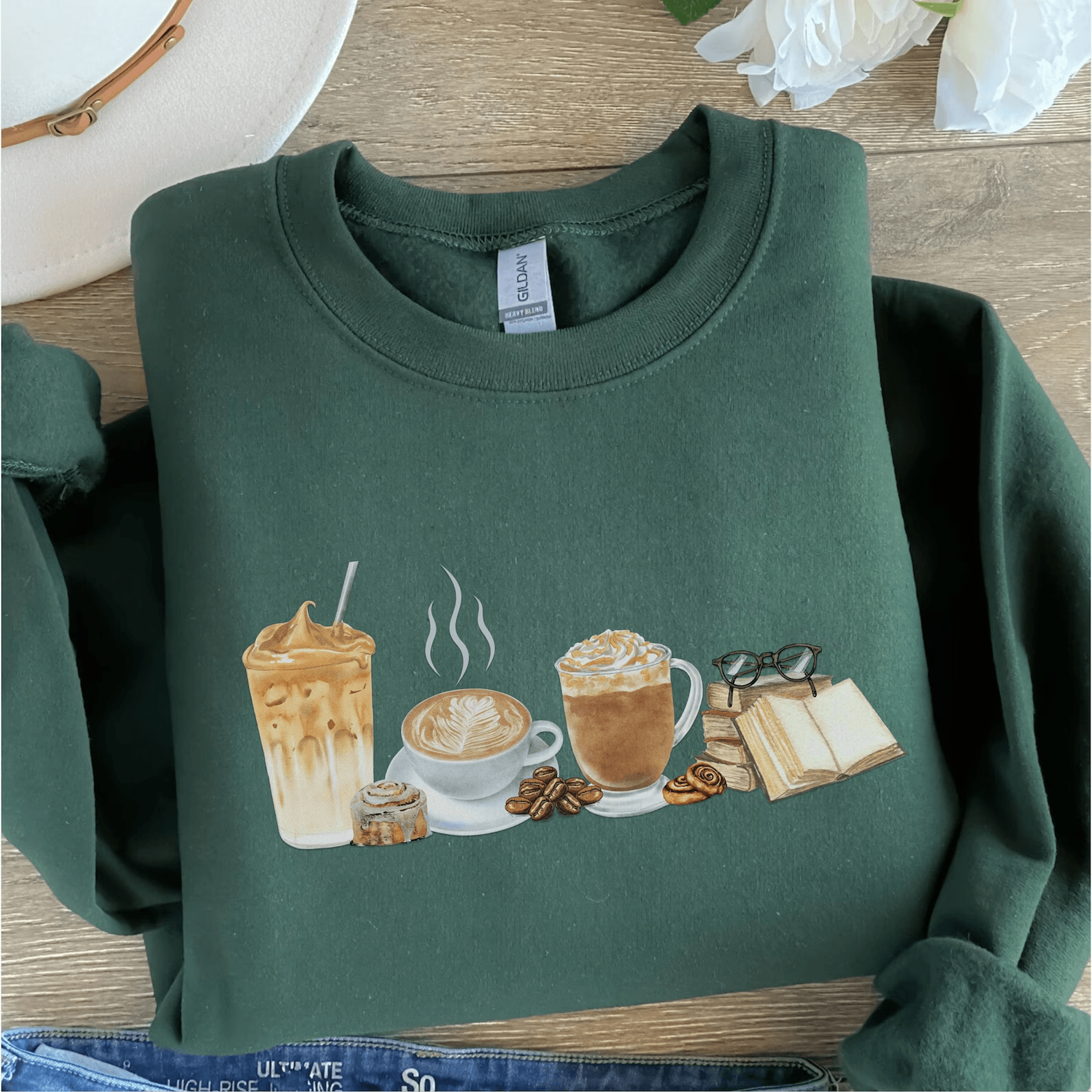 coffee and books sweatshirt for women book lover reading crewneck cozy librarian gift pullover