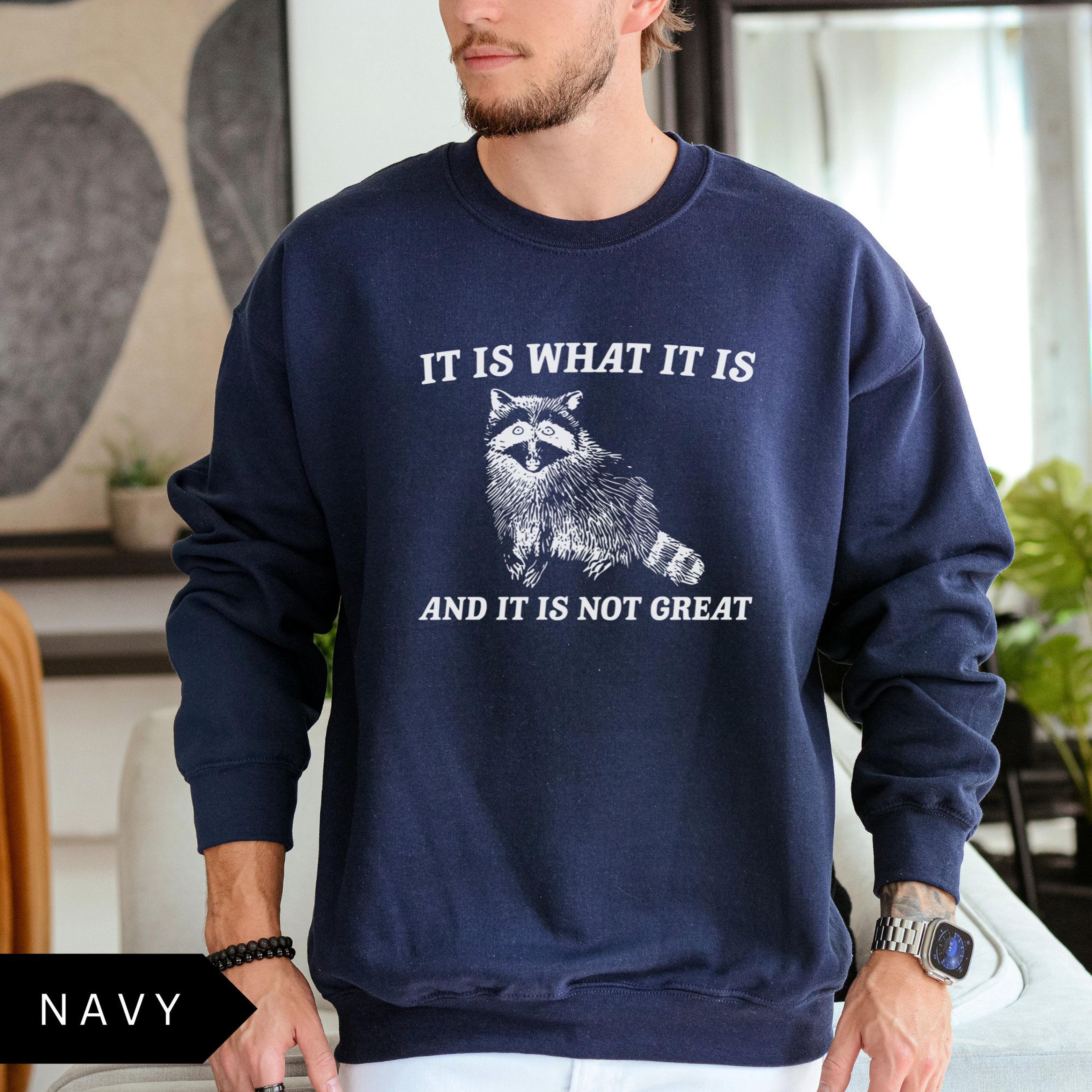 it is what it is shirt funny raccoon meme graphic tee sarcastic humor aesthetic t-shirt