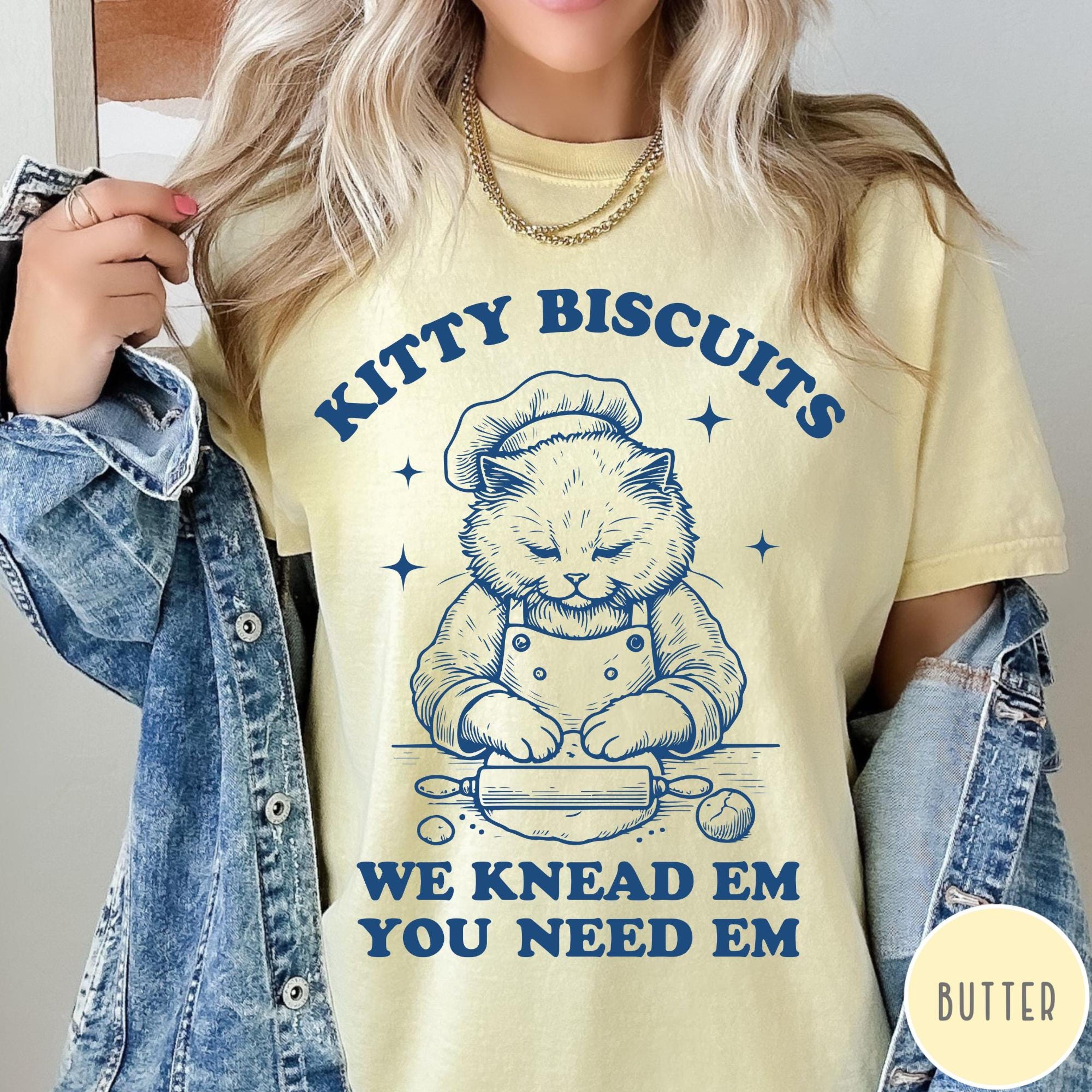 kitty biscuits shirt funny cat baking graphic tee cute cat lover pun t-shirt