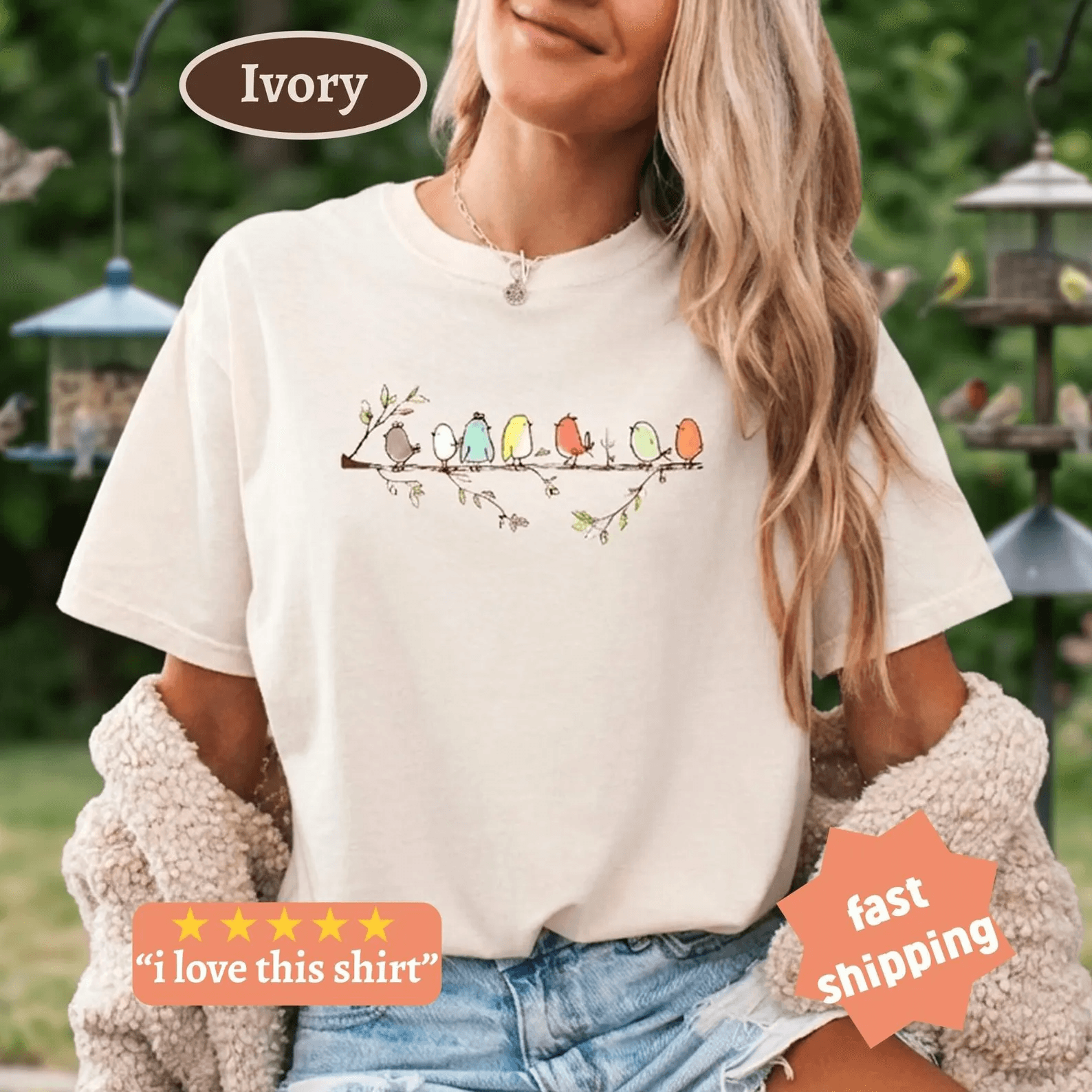 comfort colors birdwatching shirt easily distracted by birds funny nature tee